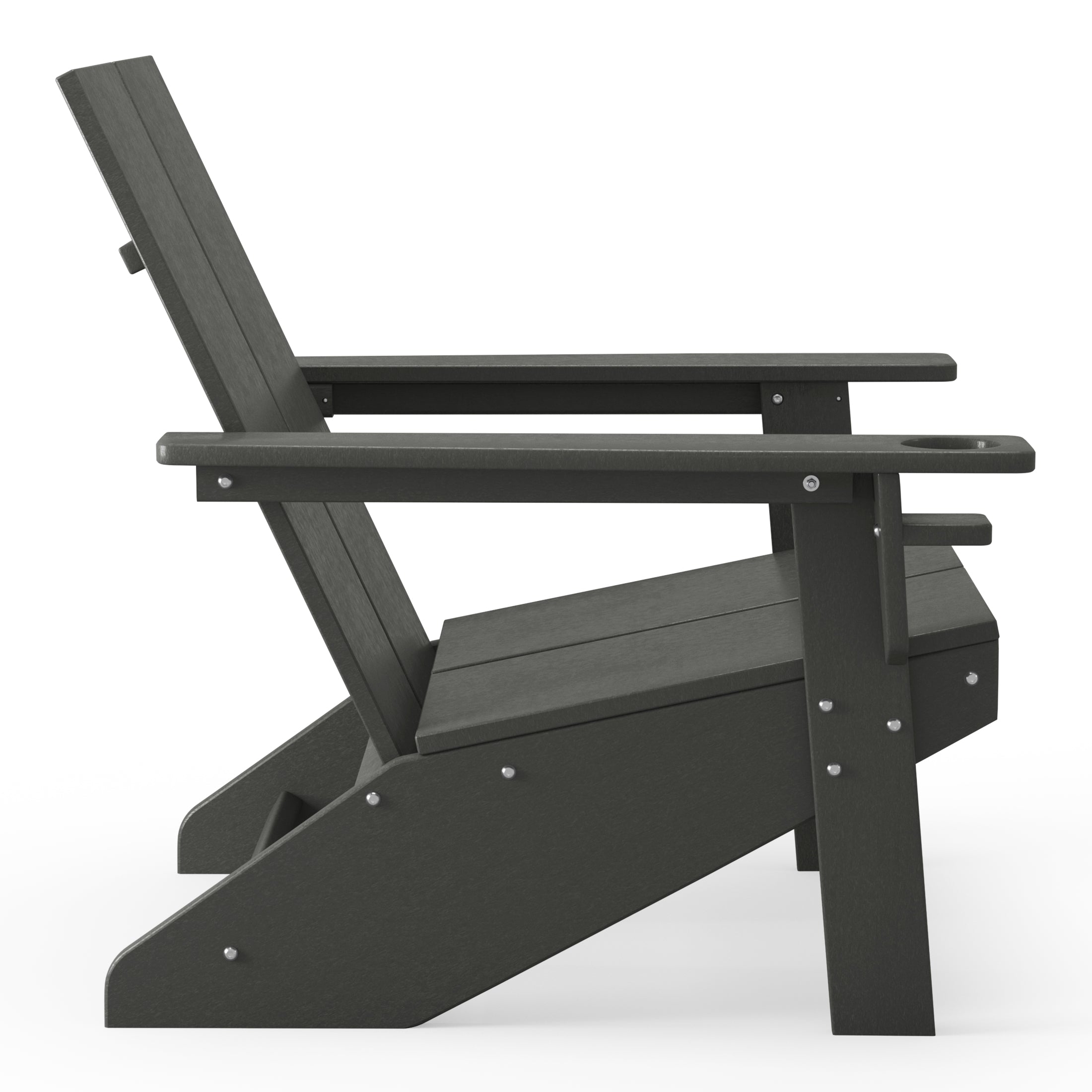 Seaview Outdoor HDPE Modern Adirondack Chair with Cup Holder (Set of 2)