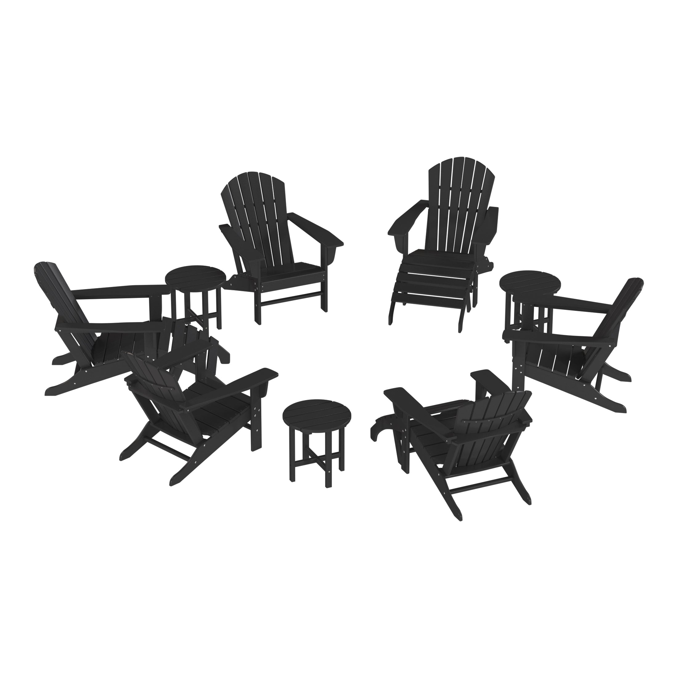 Portside 12 Piece Outdoor Adirondack Chair With Ottoman And Side Table
