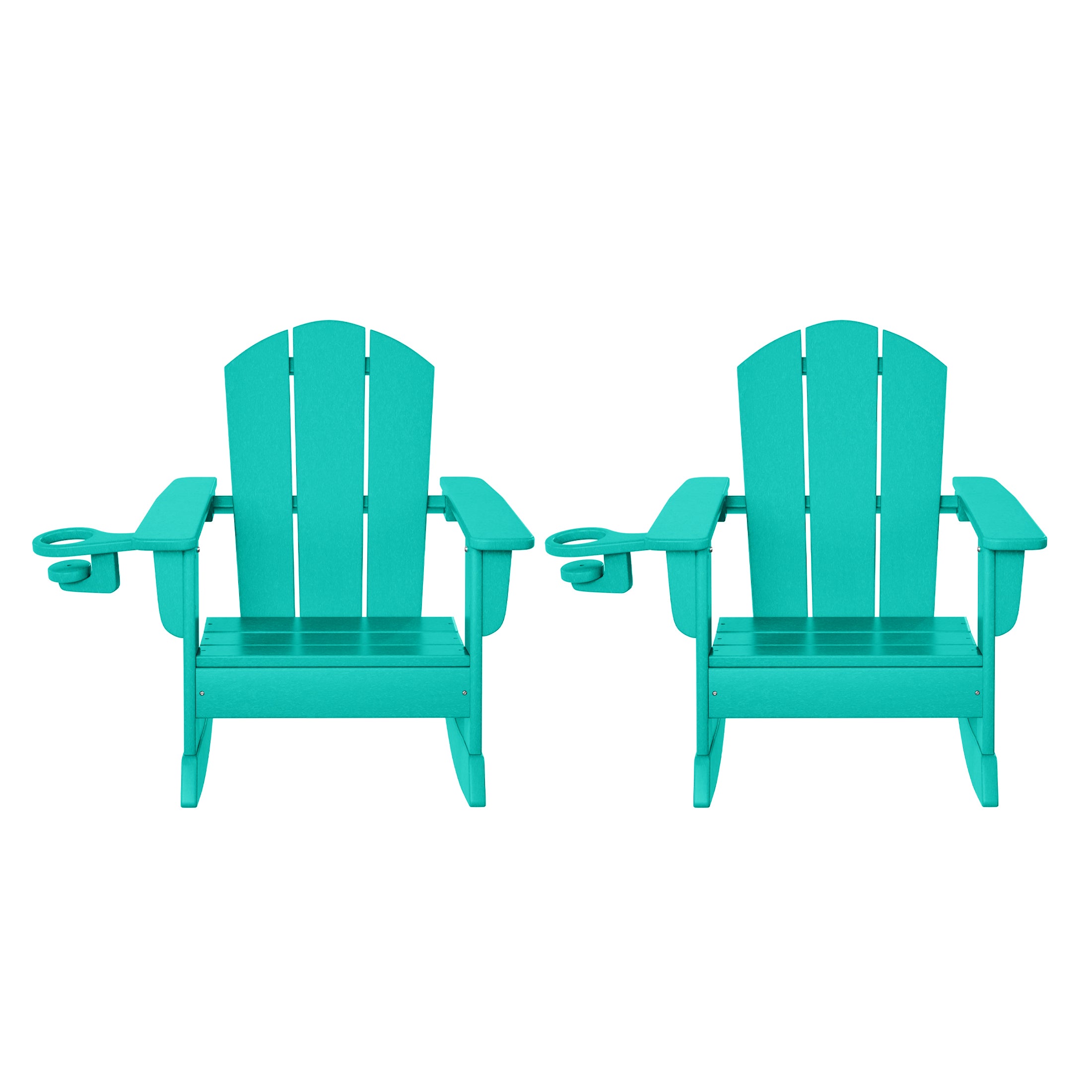 Paradise Outdoor HDPE Plastic Preschool Toddler Classic Adirondack Rocking Chairs (Set of 2)