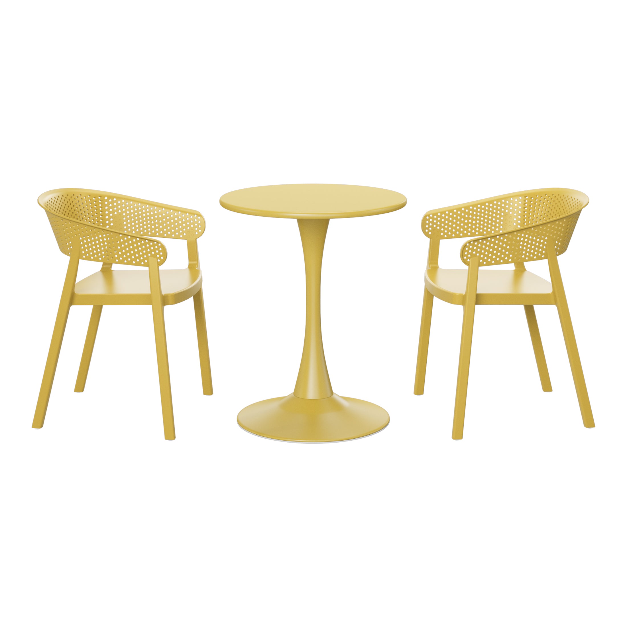 Sunshine 3-Piece Indoor Outdoor Metal Patio Dining Table Set With Stackable Patio Chairs