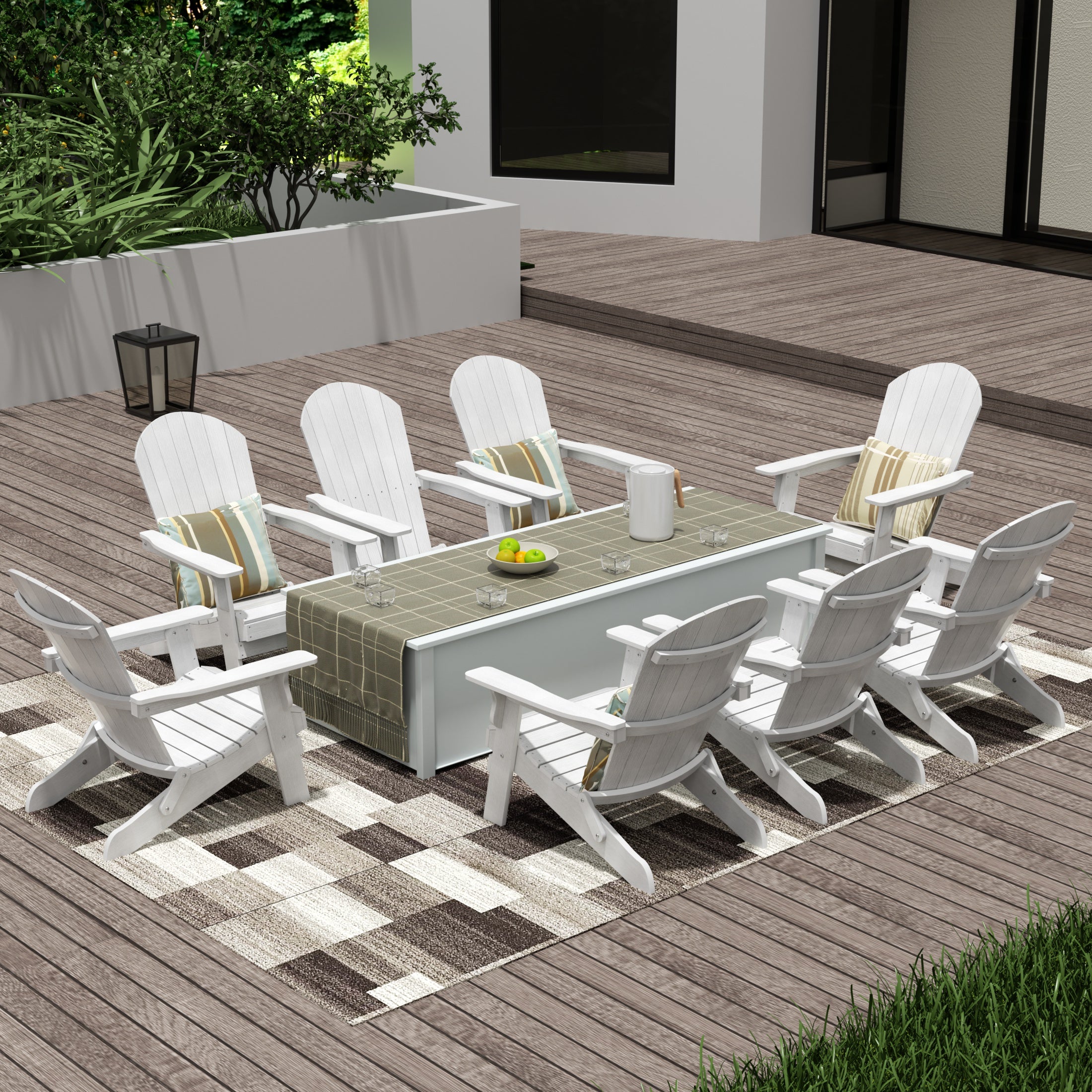 Florence HIPS Outdoor Folding Adirondack Seashell Chair (Set of 8)