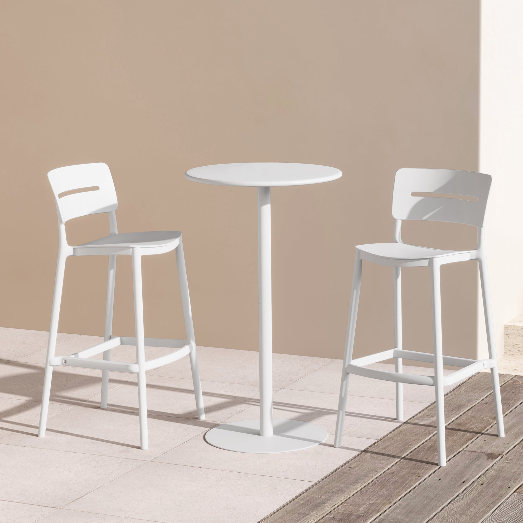 Sunshine 3-Piece Outdoor Adjustable Round Bar Height Patio Table Dining Set