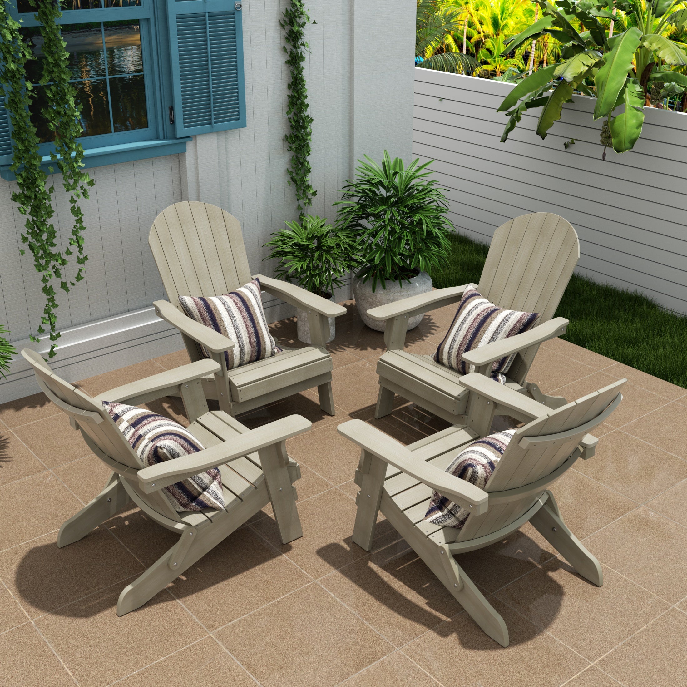 Florence Outdoor Folding Adirondack Seashell Chair (Set of 4)