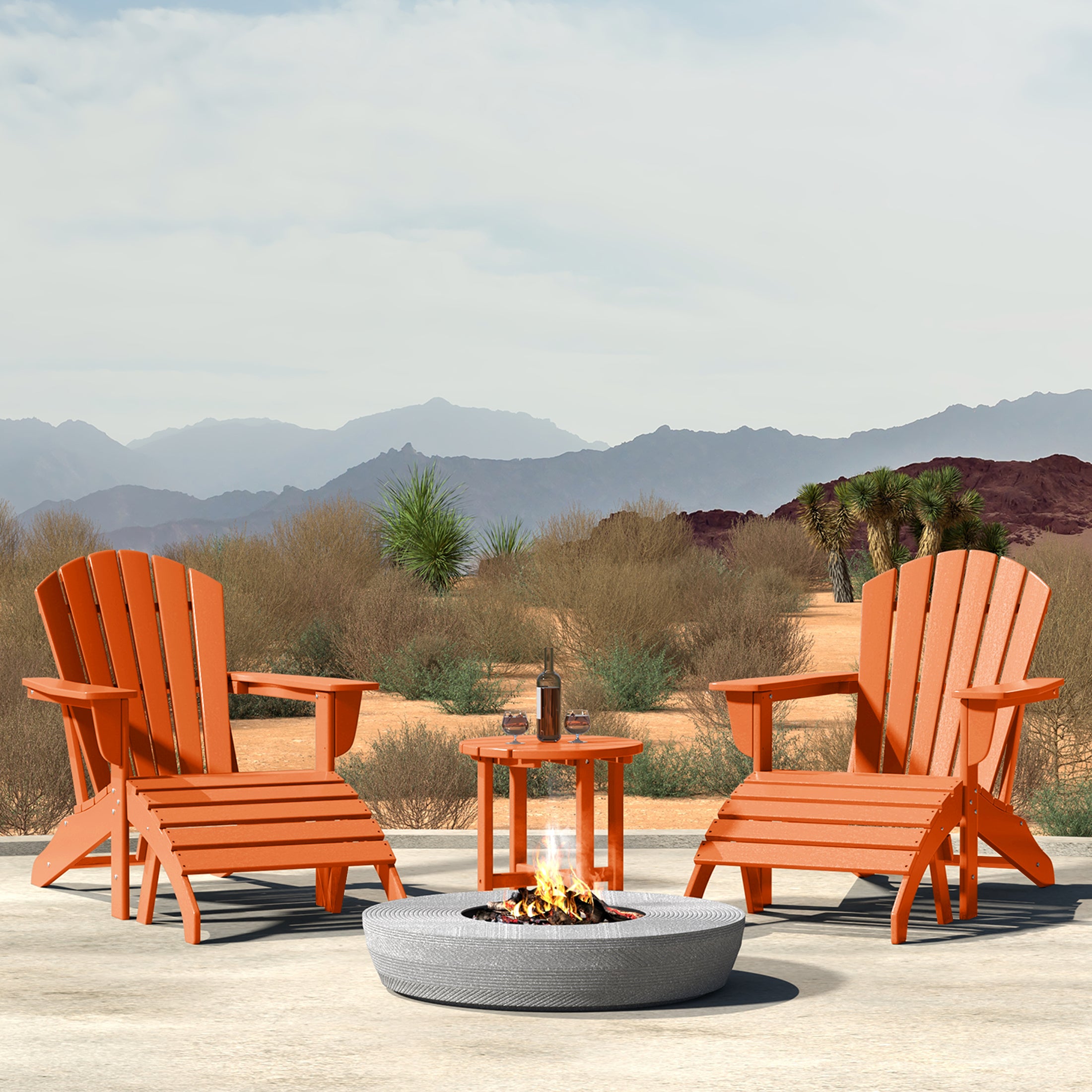 Portside Outdoor Adirondack Chair With Ottoman And Side Table 5-Piece Set