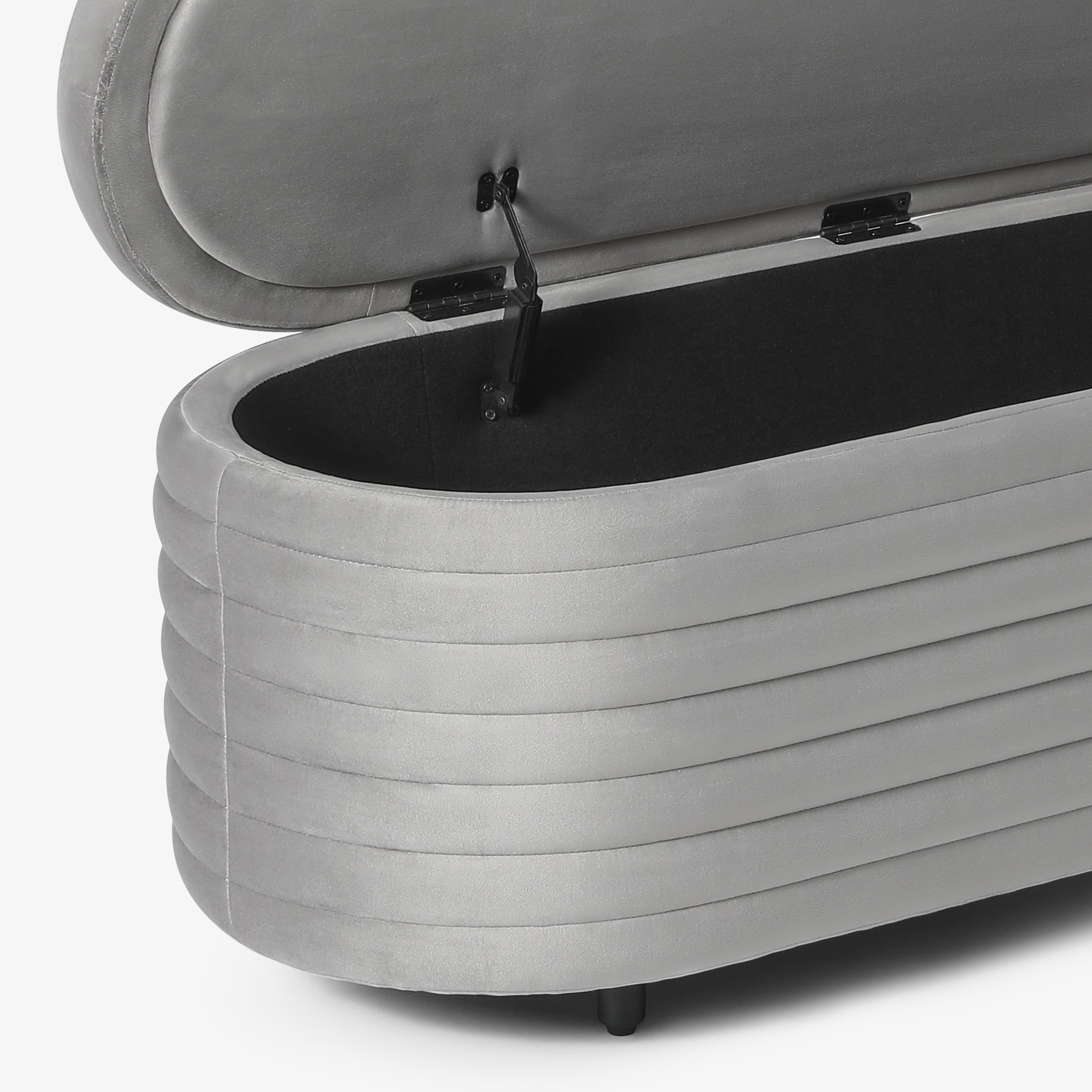 Alaia 54" Wide Mid-Century Modern Upholstered Velvet Tufted Oval Storage Ottoman Bench