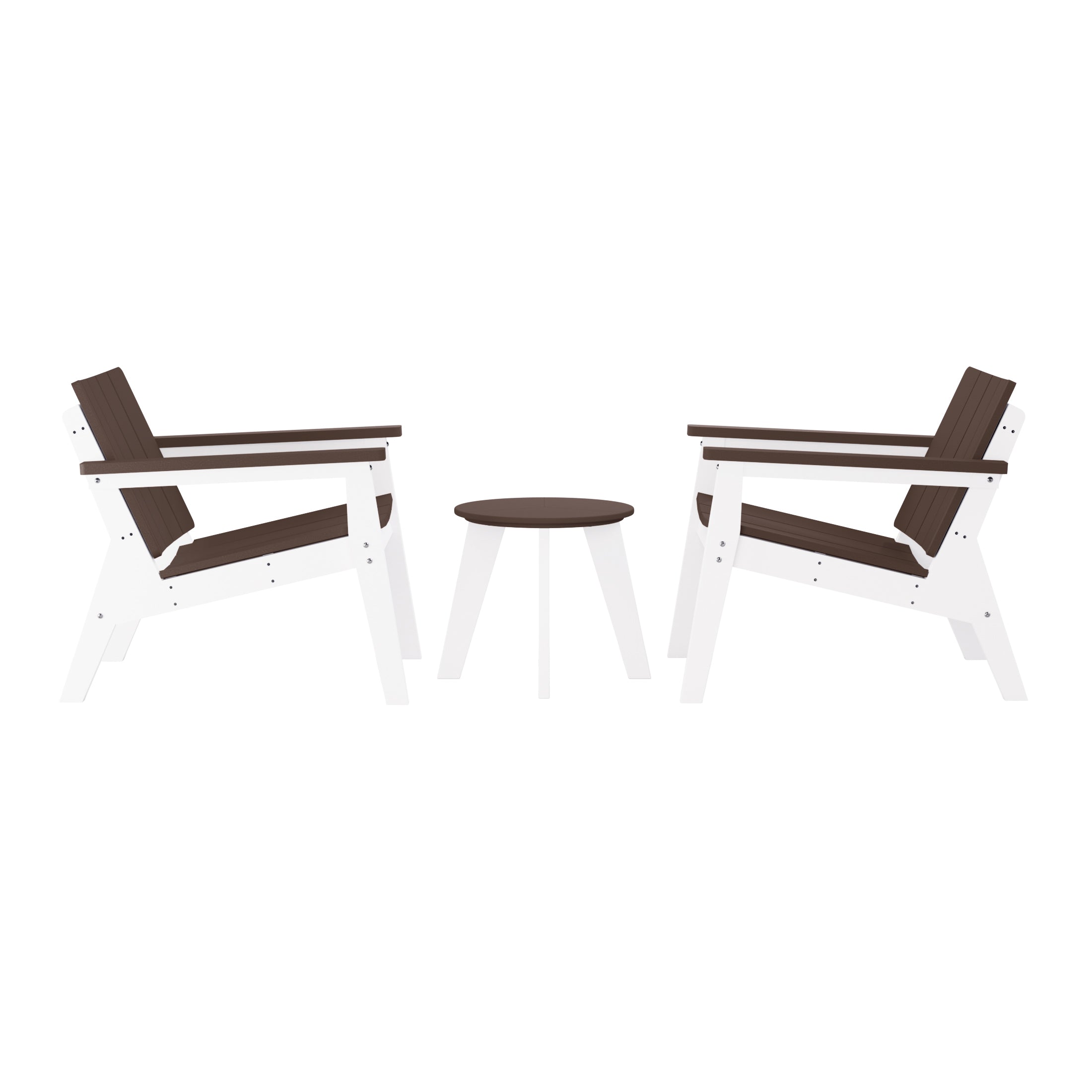 Seaside 3-Piece Outdoor HDPE Conversation Set with Deep Seating Chairs and Round Side Table