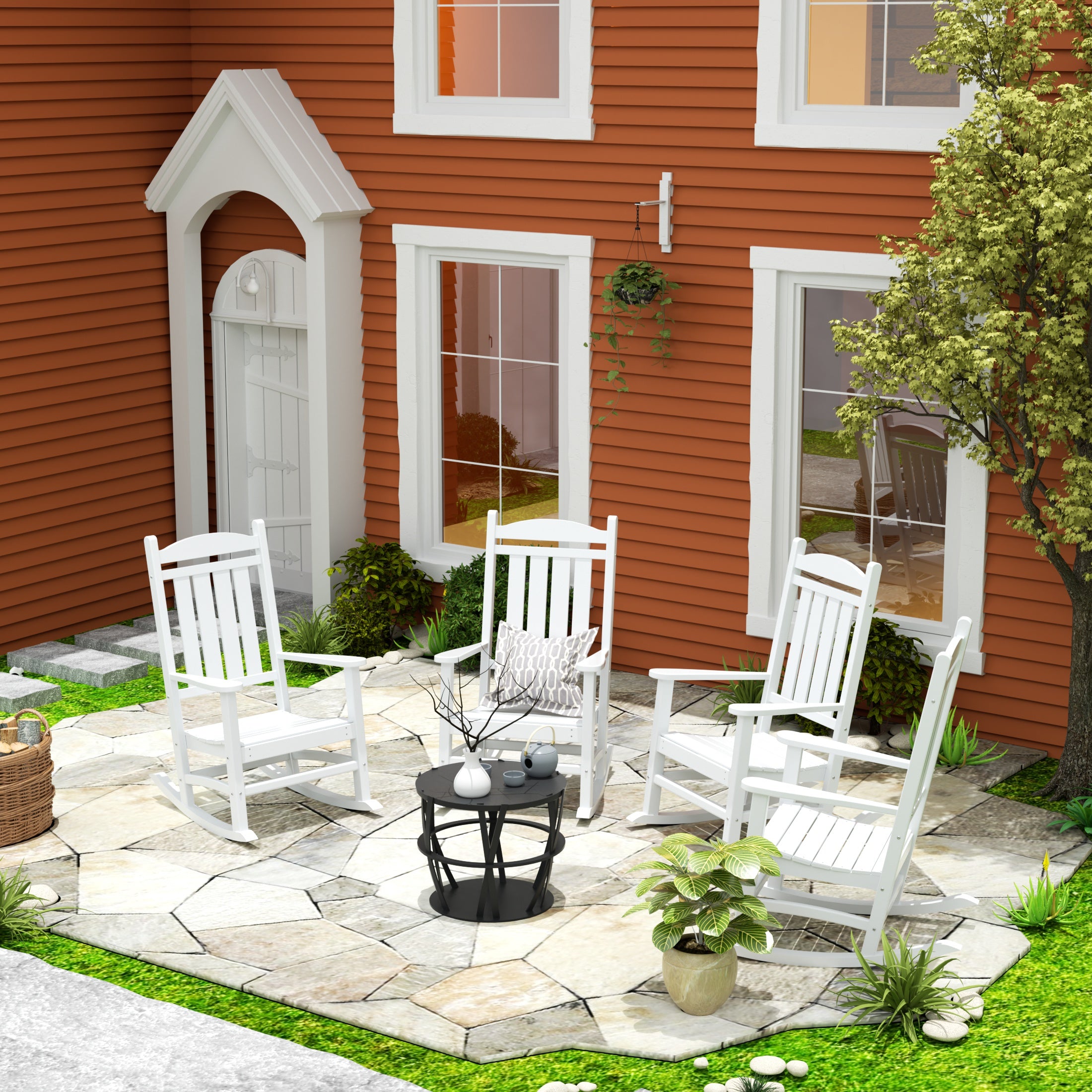 Paradise Outdoor Patio Poly Classic Porch Rocking Chair (Set of 4)