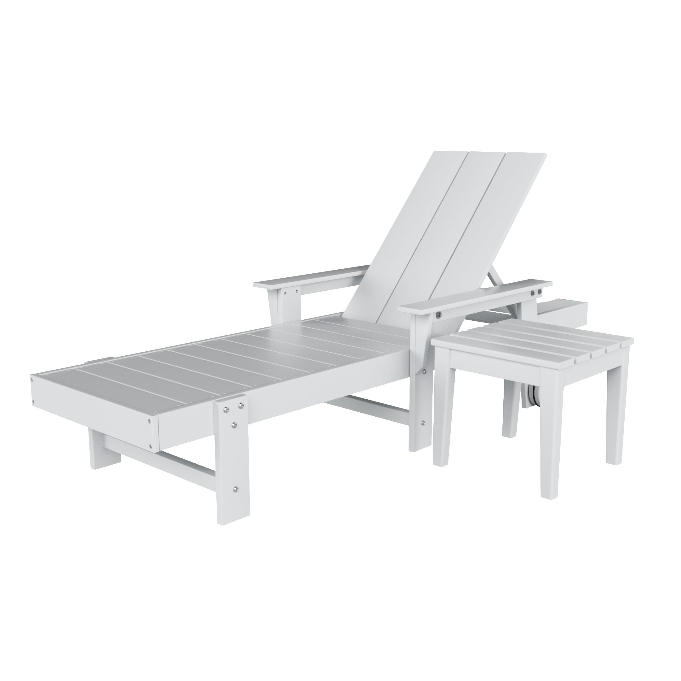 Palms Modern Reclining Chaise Lounge with Side Table 2-Piece Set