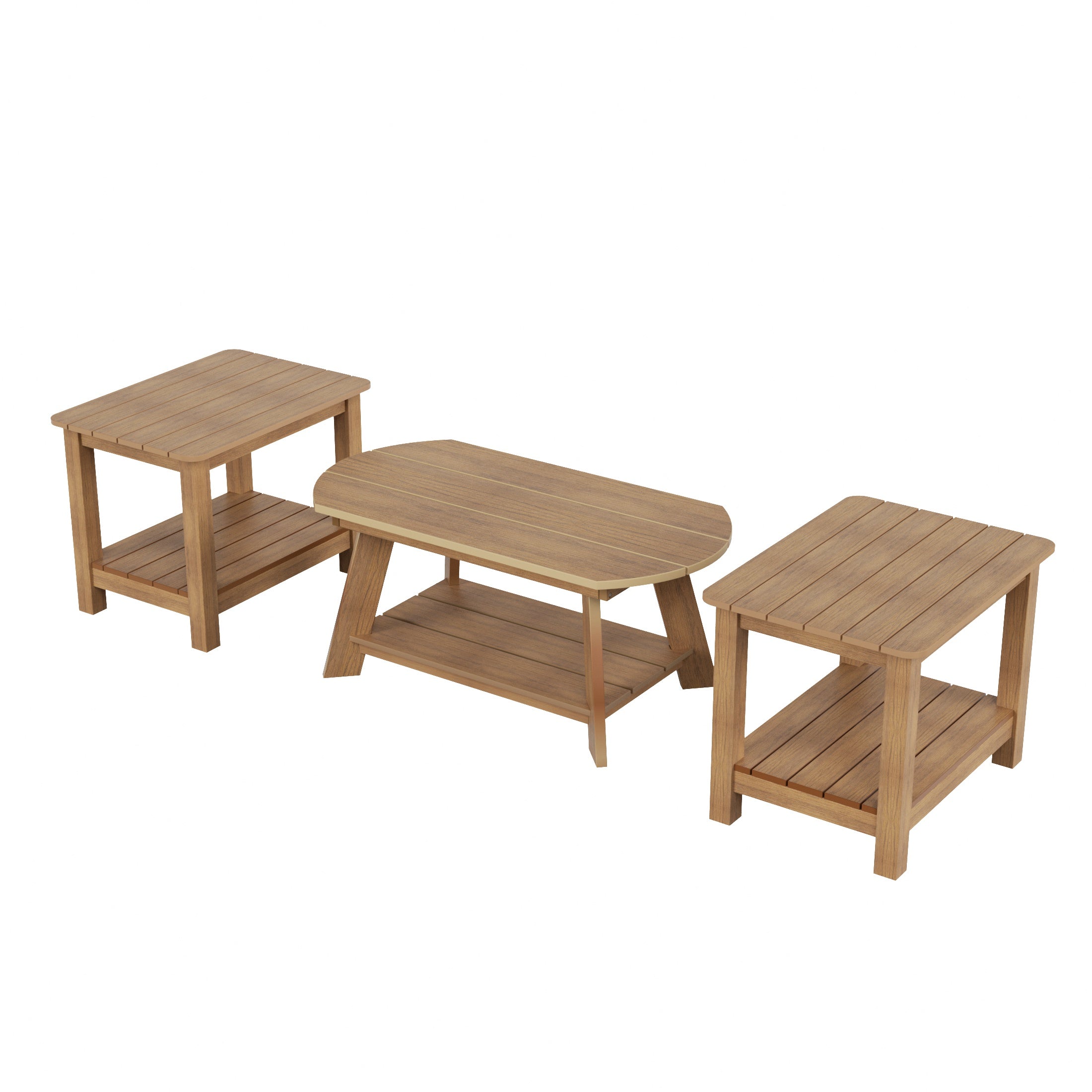 Florence 3-Piece HIPS Outdoor Adirondack Coffee Table and Two Side Table Set