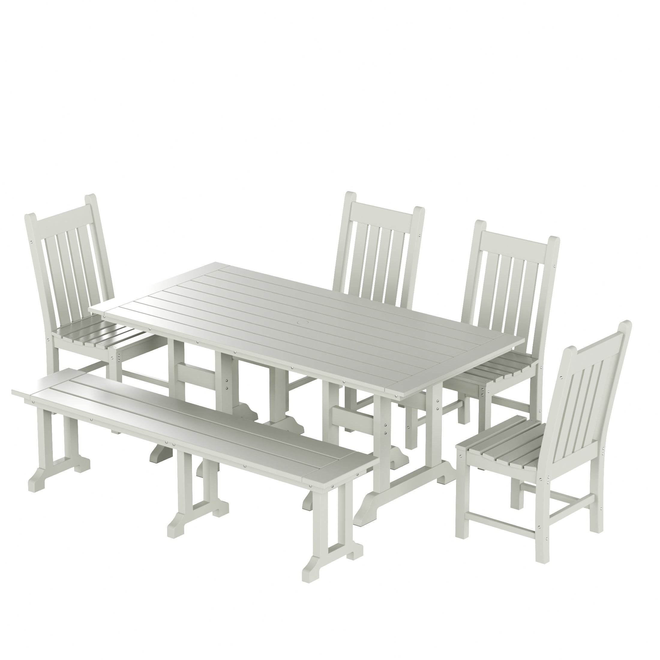 Paradise 6-Piece Outdoor Patio Dining Set Outdoor Table and Bench Chair Set