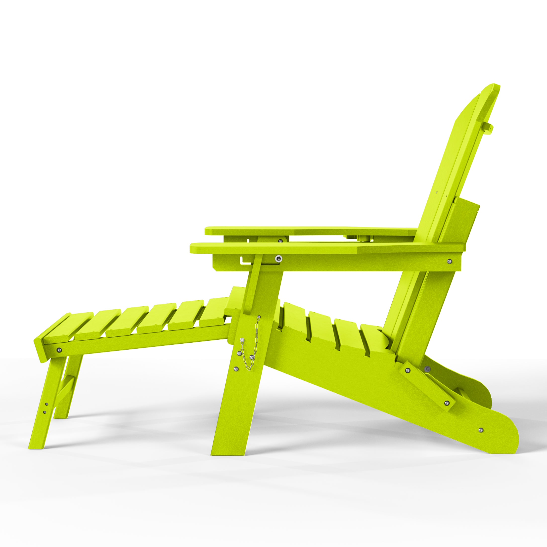 Paradise 2-Piece Outdoor Folding Adjustable Adirondack Chair with Cup Holder & Hideaway Ottoman and 18" Side Table