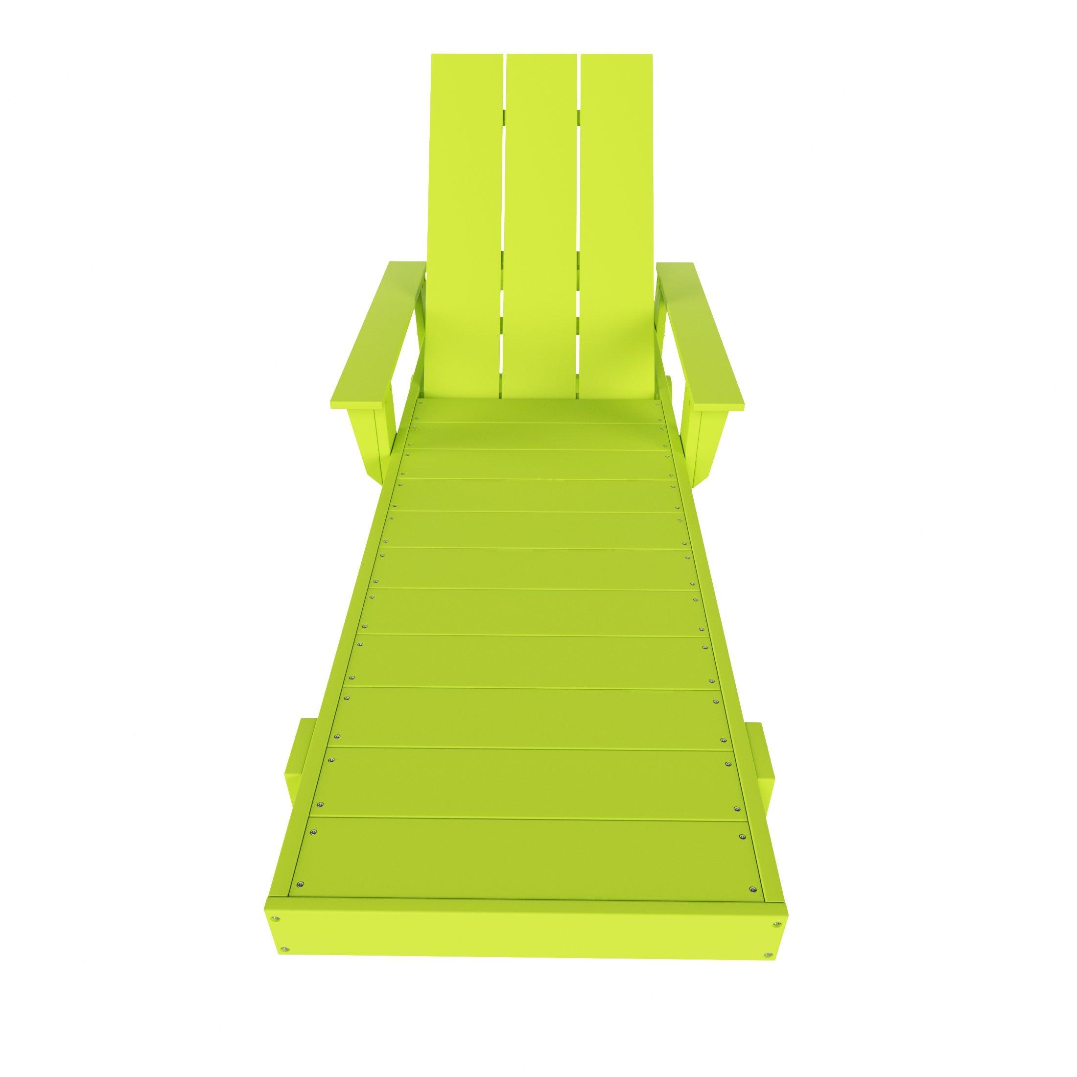 Palms Adjustable Modern Plastic Adirondack Outdoor Chaise Lounge with Wheels - Costaelm