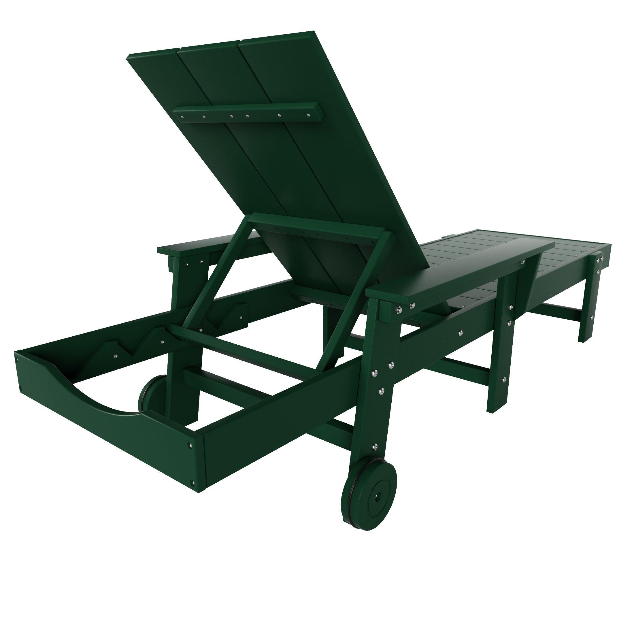 Palms Adjustable Modern Plastic Adirondack Outdoor Chaise Lounge with Wheels - Costaelm