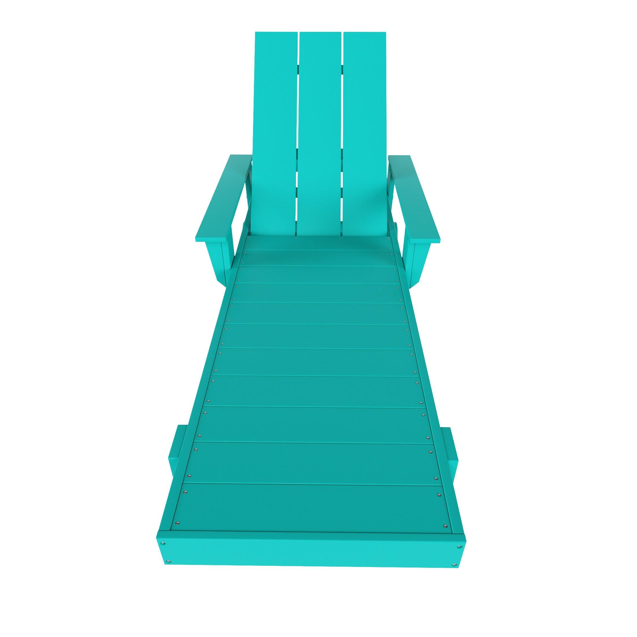 Palms Adjustable Modern Plastic Adirondack Outdoor Chaise Lounge with Wheels - Costaelm