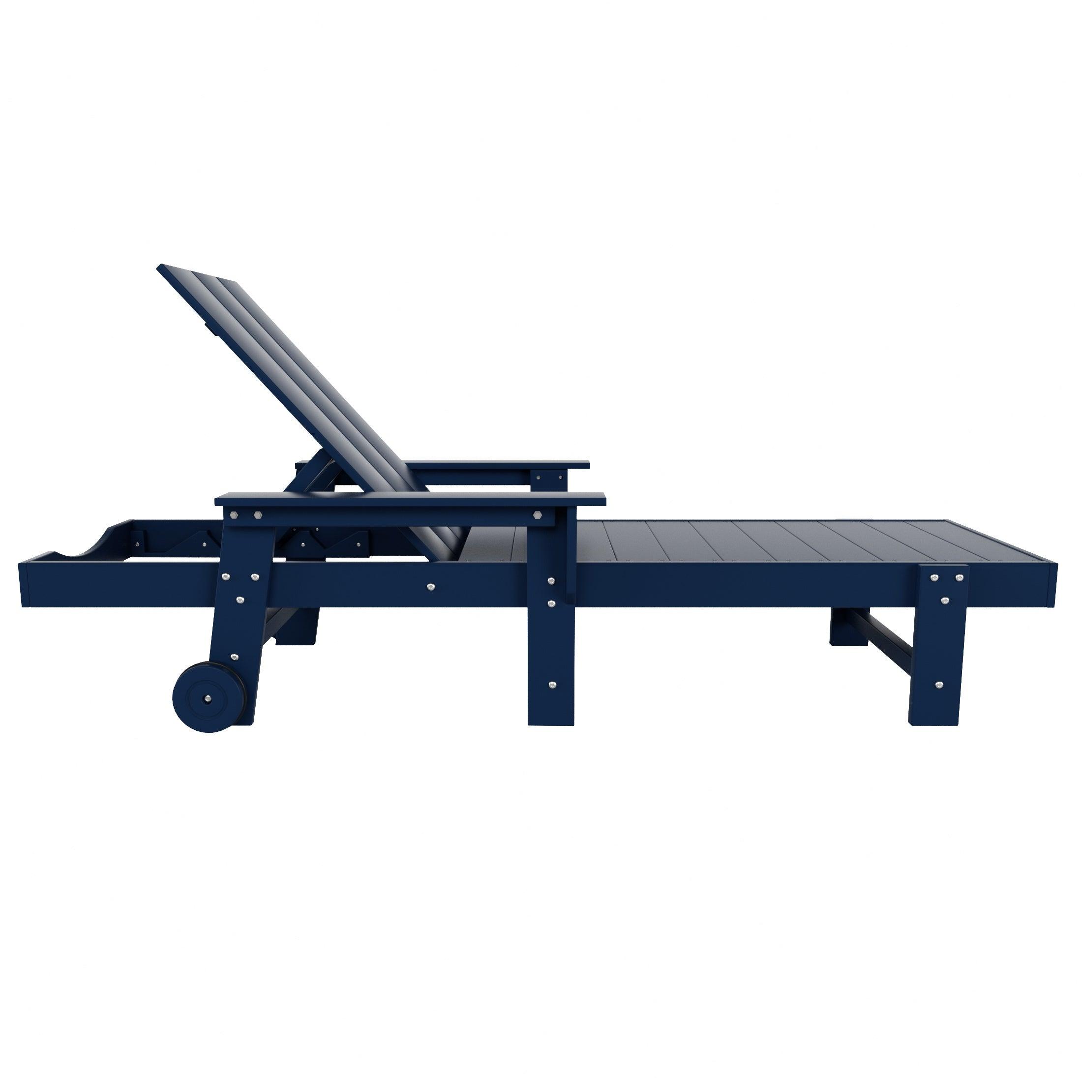 Palms Adjustable Modern Plastic Adirondack Outdoor Chaise Lounge with Wheels - Costaelm