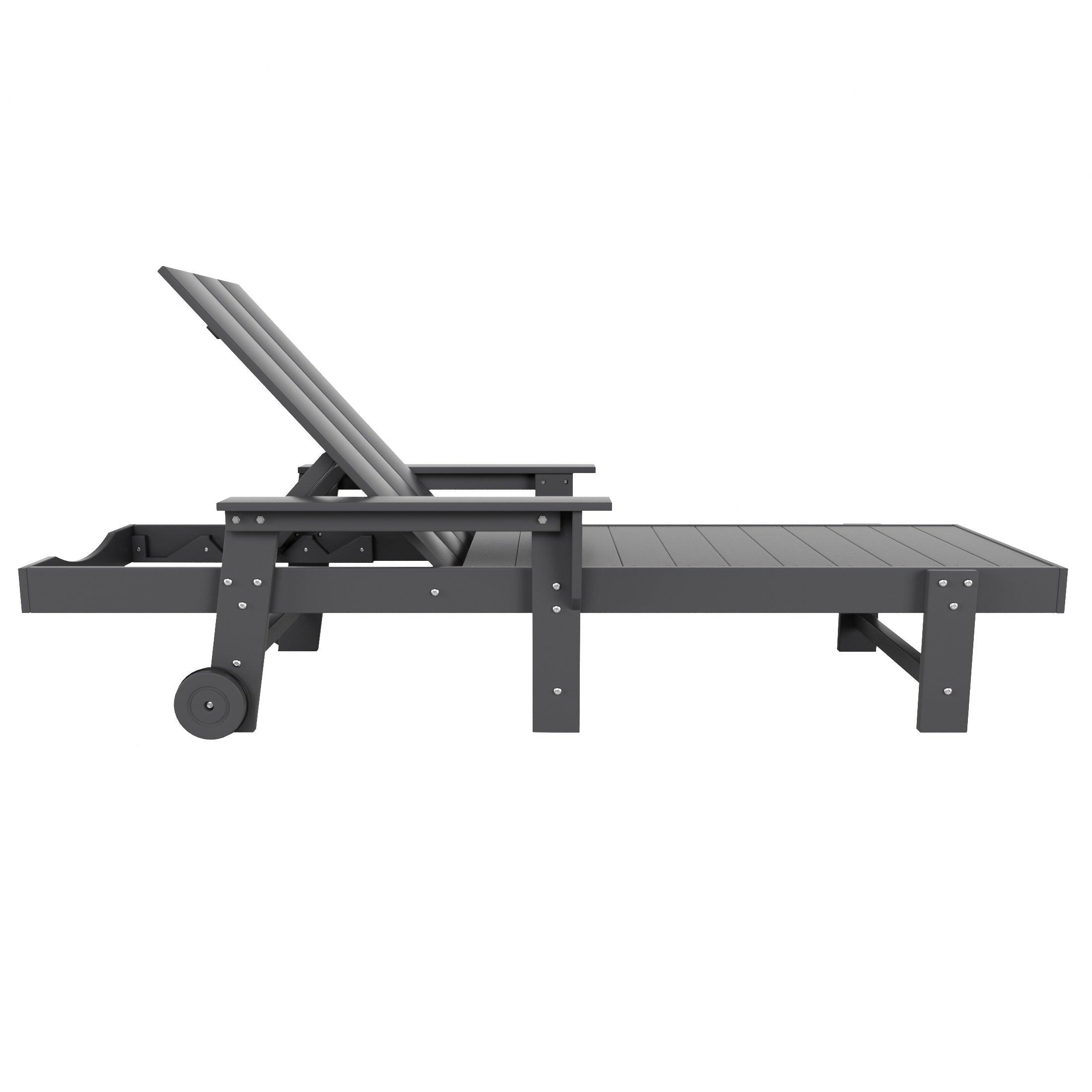 Palms Adjustable Modern Plastic Adirondack Outdoor Chaise Lounge with Wheels - Costaelm