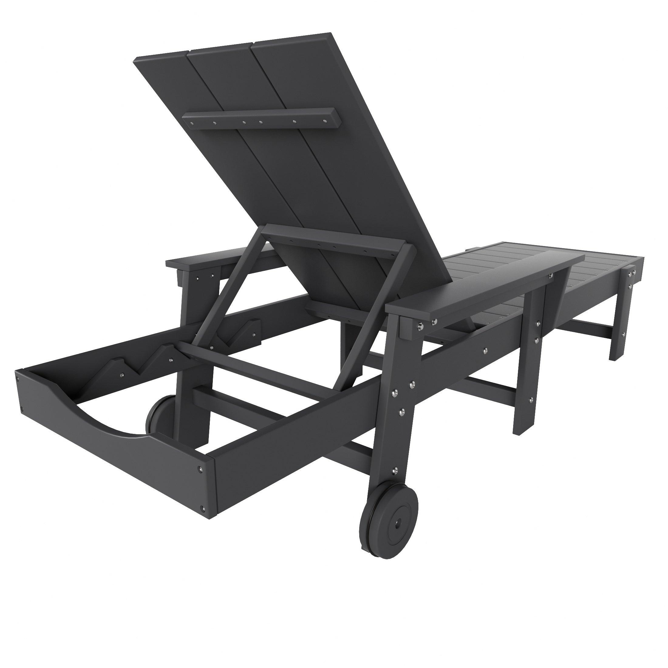 Palms Adjustable Modern Plastic Adirondack Outdoor Chaise Lounge with Wheels - Costaelm