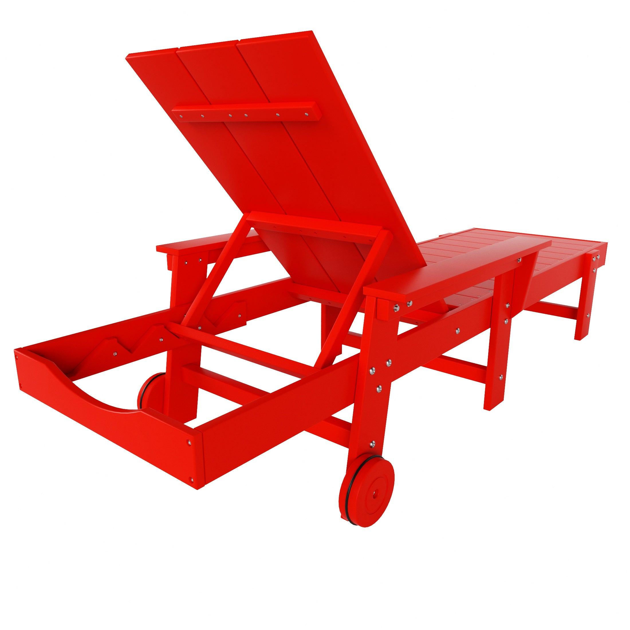 Palms Adjustable Modern Plastic Adirondack Outdoor Chaise Lounge with Wheels - Costaelm