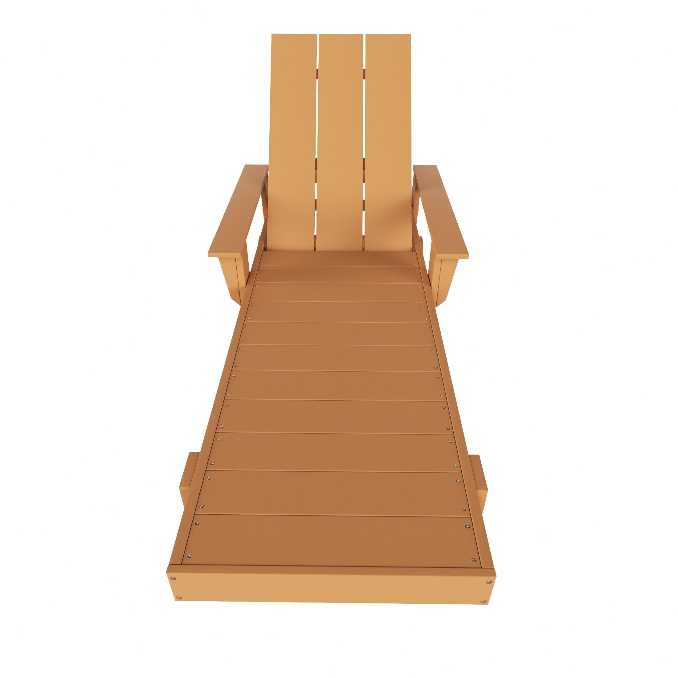 Palms Adjustable Modern Plastic Adirondack Outdoor Chaise Lounge with Wheels - Costaelm
