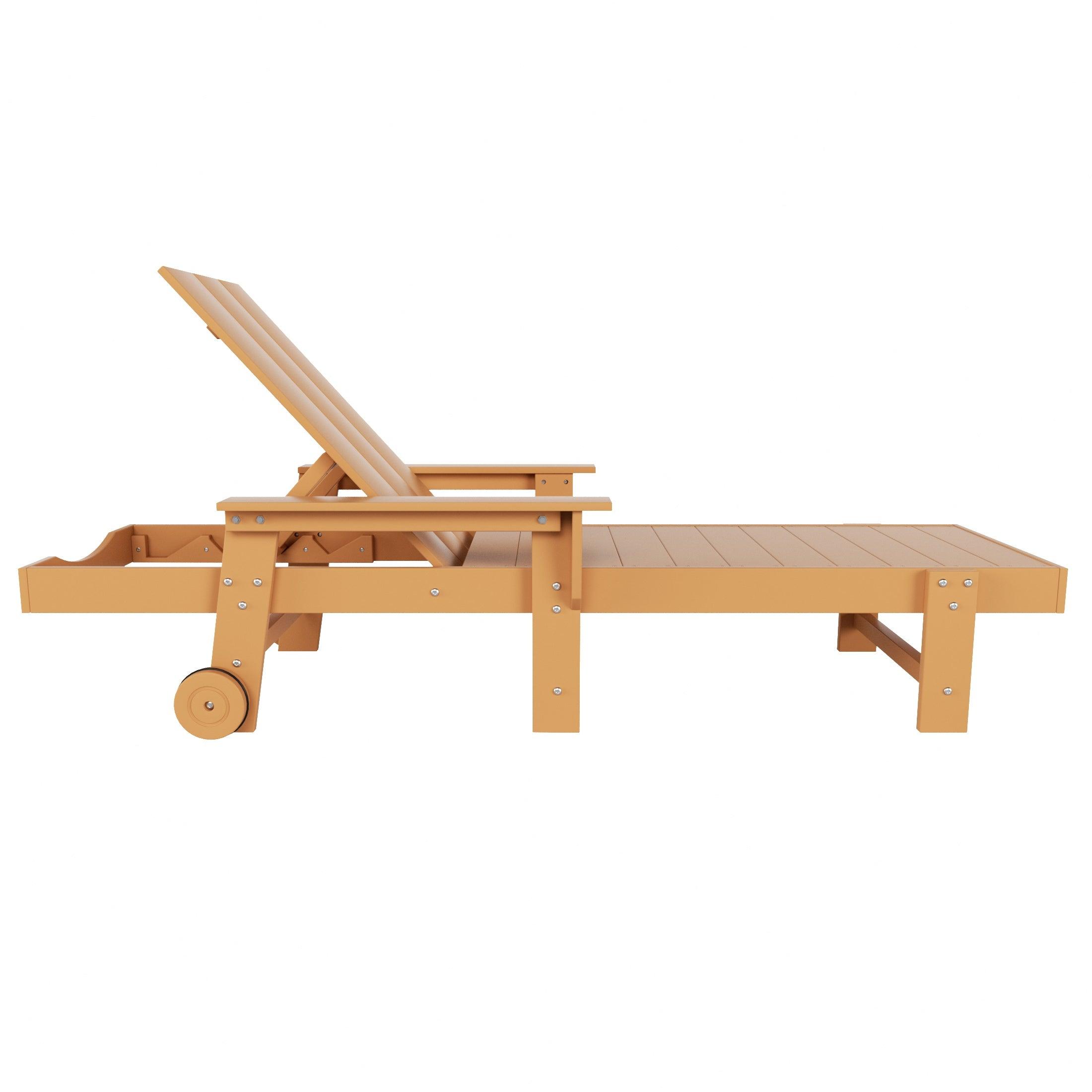 Palms Adjustable Modern Plastic Adirondack Outdoor Chaise Lounge with Wheels - Costaelm