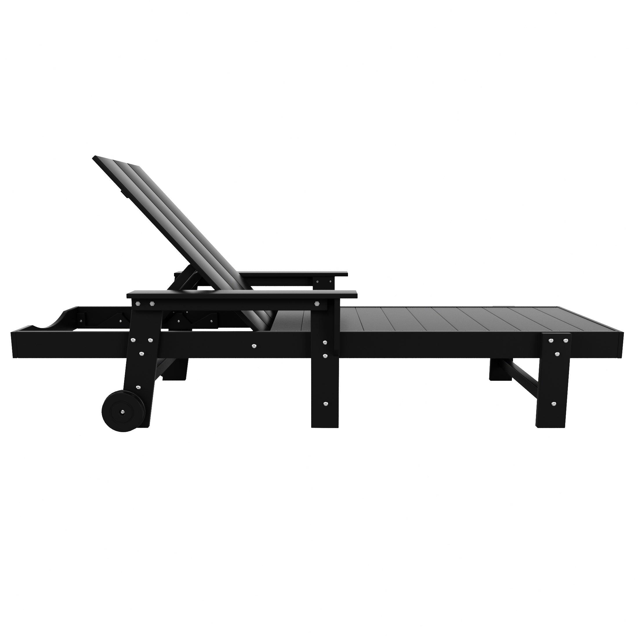 Palms Adjustable Modern Plastic Adirondack Outdoor Chaise Lounge with Wheels - Costaelm