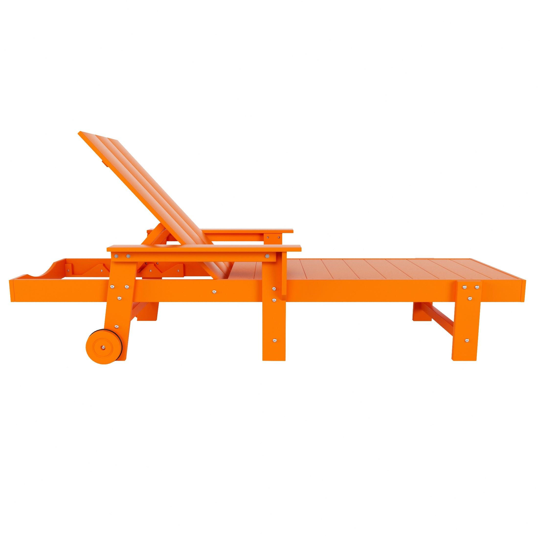 Palms Adjustable Modern Plastic Adirondack Outdoor Chaise Lounge with Wheels - Costaelm