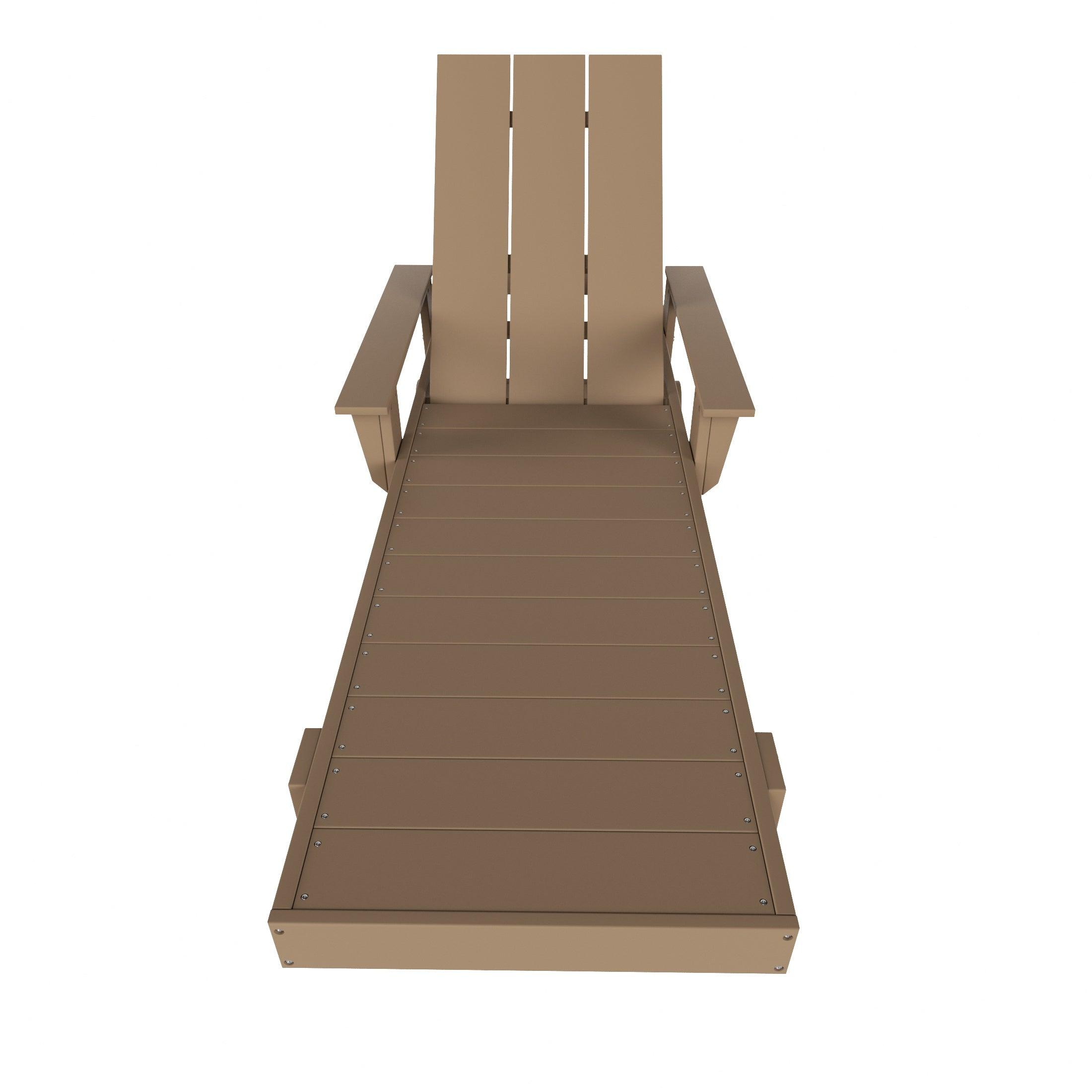 Palms Adjustable Modern Plastic Adirondack Outdoor Chaise Lounge with Wheels - Costaelm