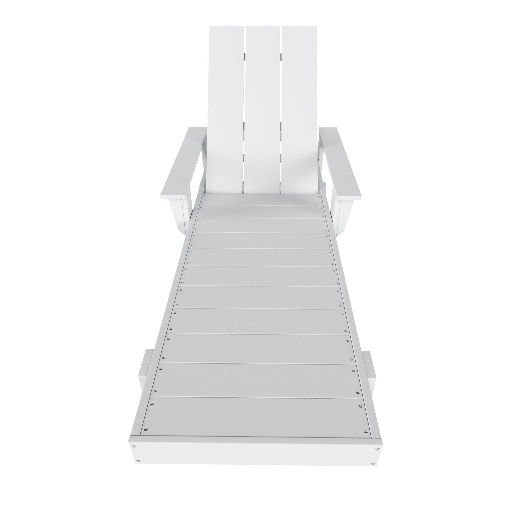 Palms Adjustable Modern Plastic Adirondack Outdoor Chaise Lounge with Wheels - Costaelm