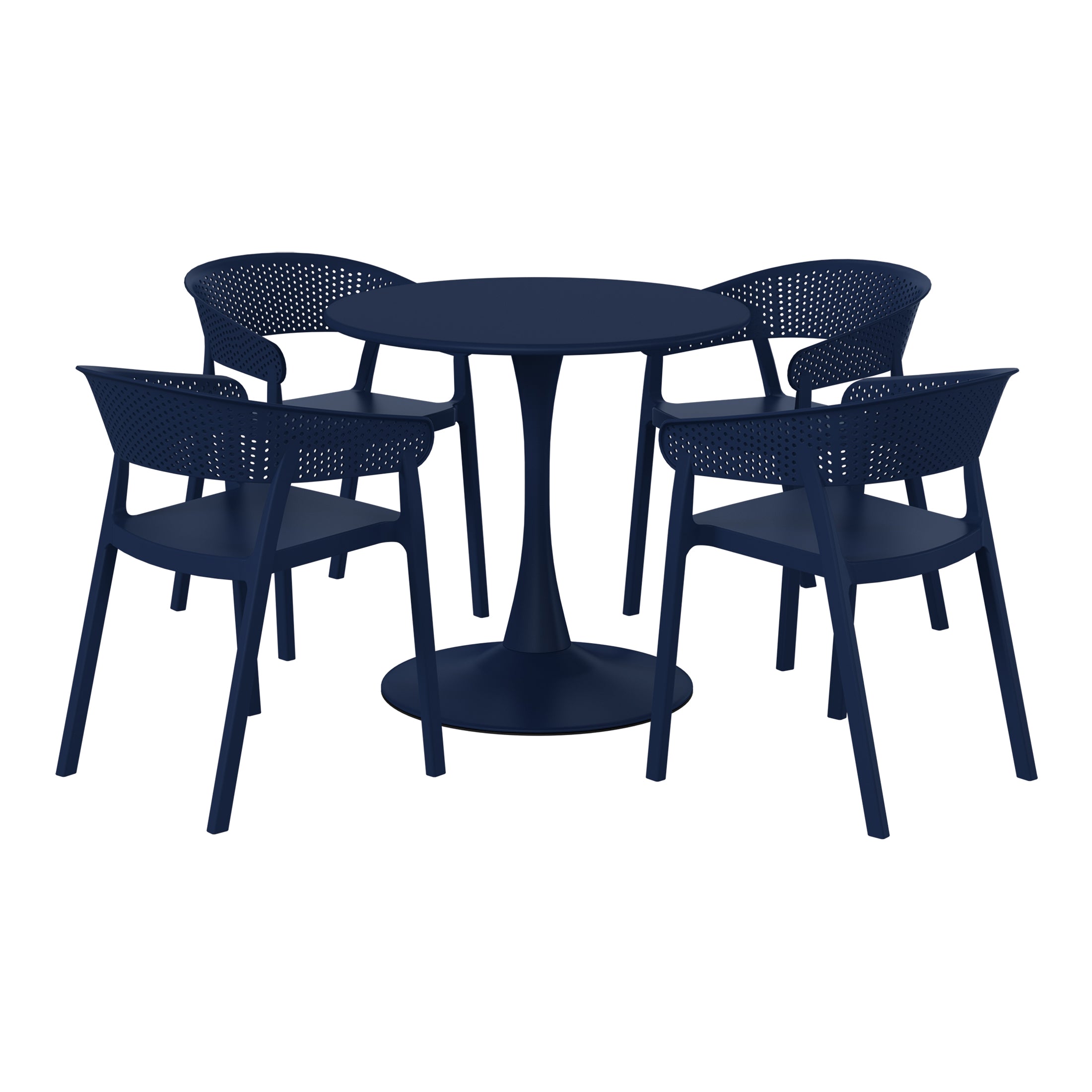 Sunshine 5-Piece Indoor Outdoor Metal Patio Dining Table Set With Stackable Patio Chairs
