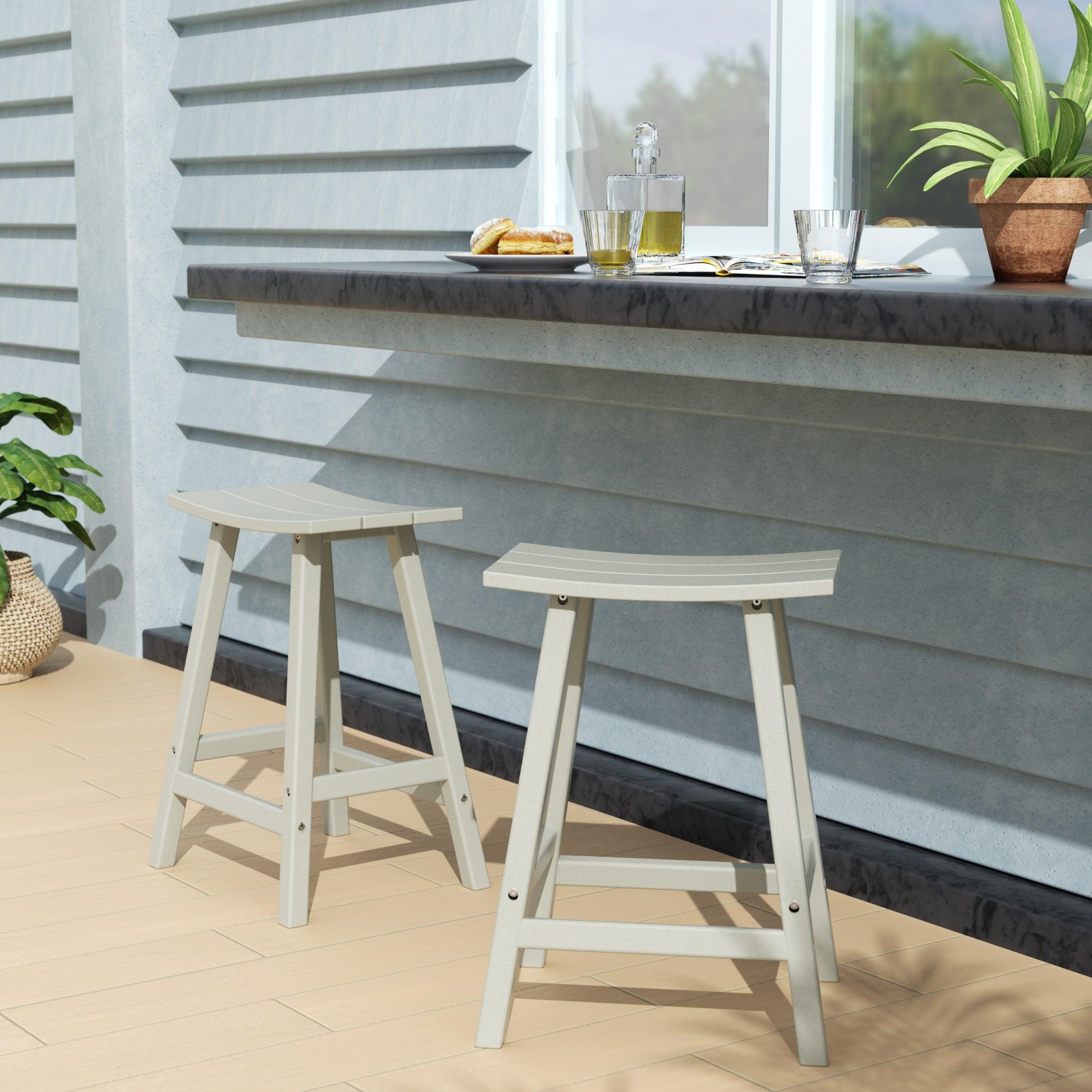 Paradise 24" Poly Outdoor Patio Counter Stool (Set of 2) - Costaelm