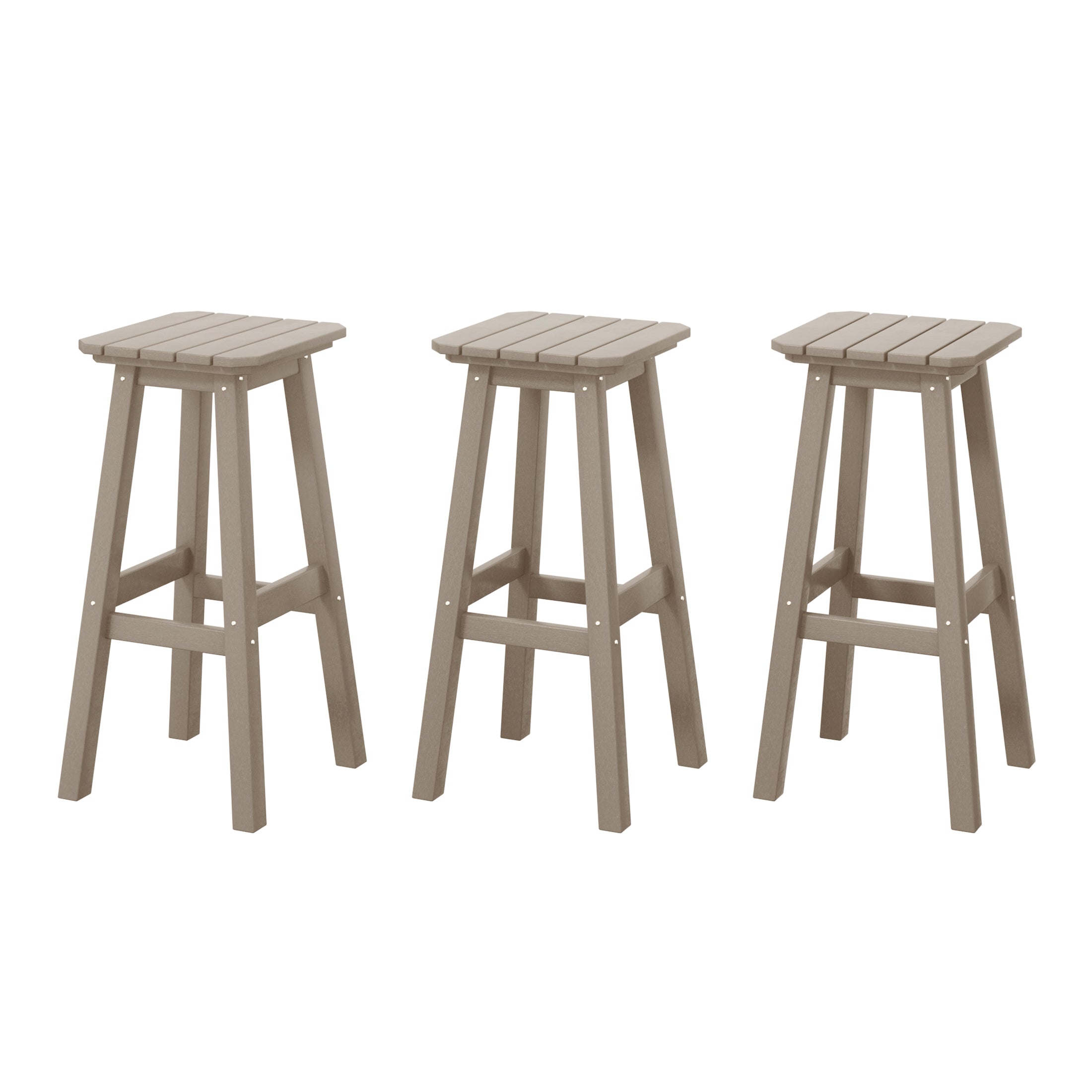 Paradise 29" HDPE Square Outdoor Patio Bar Stools (Set of 3)