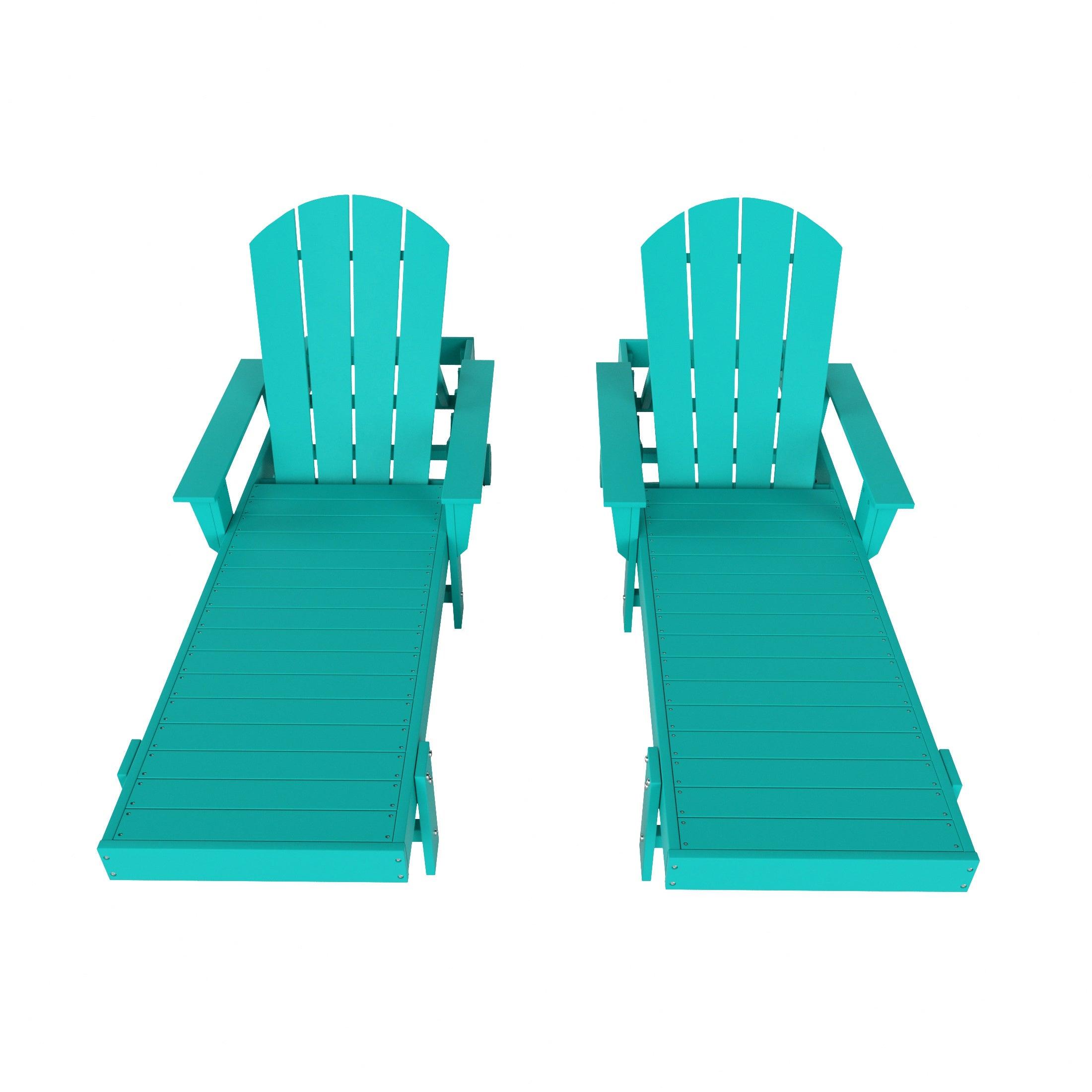 Paradise Outdoor Wheeled Classic Poly Adirondack Chaise Lounge with Arms (Set of 2) - Costaelm