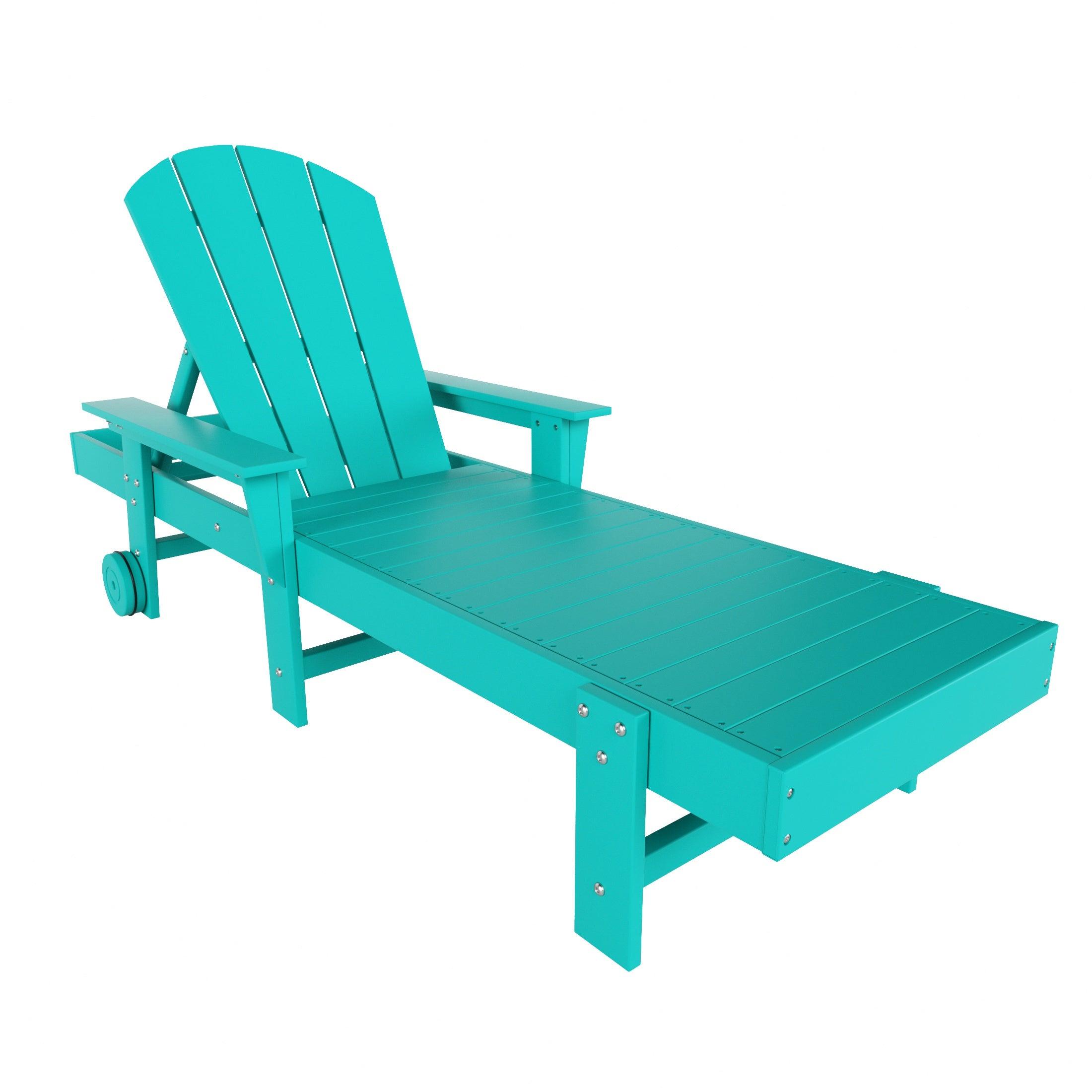 Paradise Outdoor Wheeled Classic Poly Adirondack Chaise Lounge with Arms (Set of 2) - Costaelm