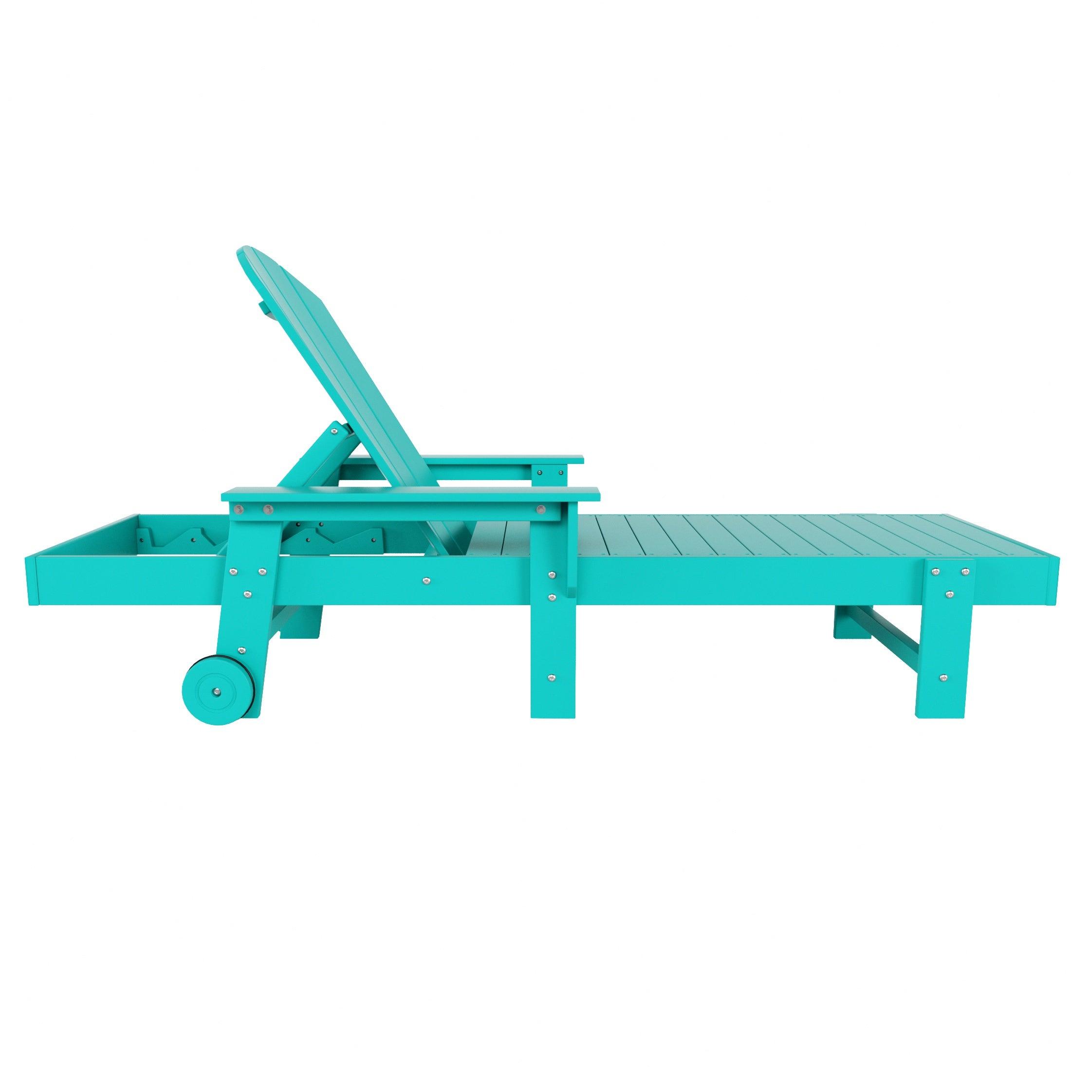 Paradise Outdoor Wheeled Classic Poly Adirondack Chaise Lounge with Arms (Set of 2) - Costaelm