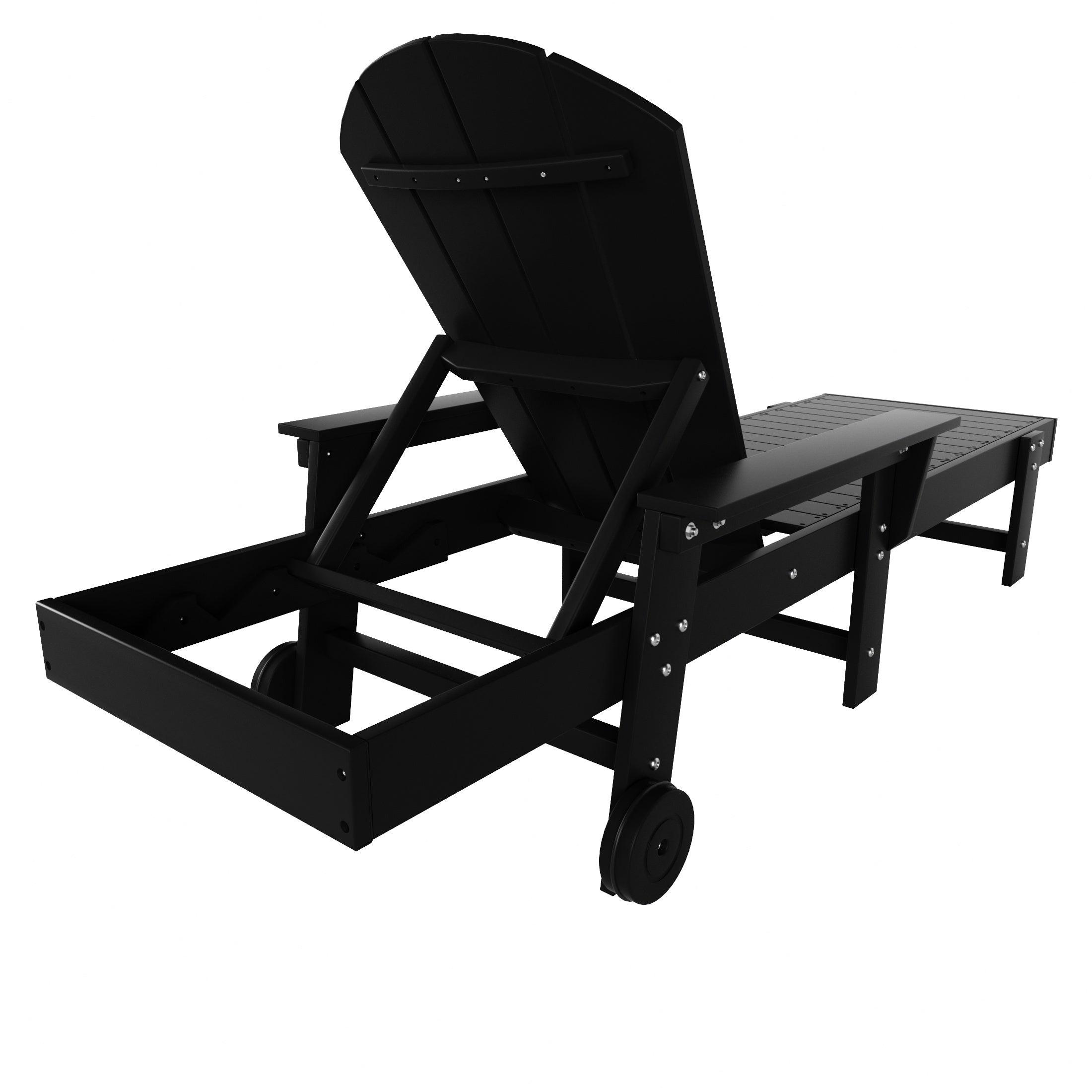 Paradise Outdoor Wheeled Classic Poly Adirondack Chaise Lounge with Arms (Set of 2) - Costaelm