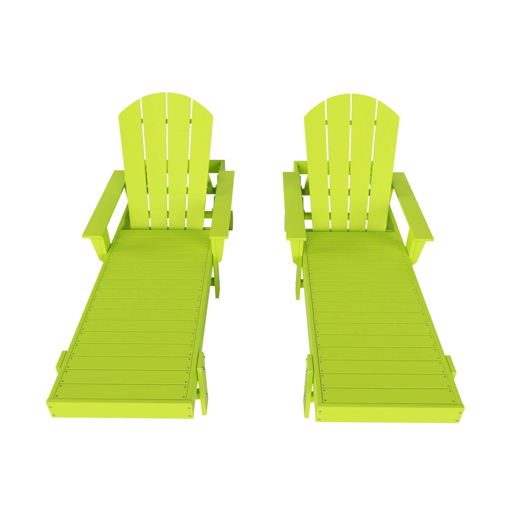 Paradise Outdoor Wheeled Classic Poly Adirondack Chaise Lounge with Arms (Set of 2) - Costaelm