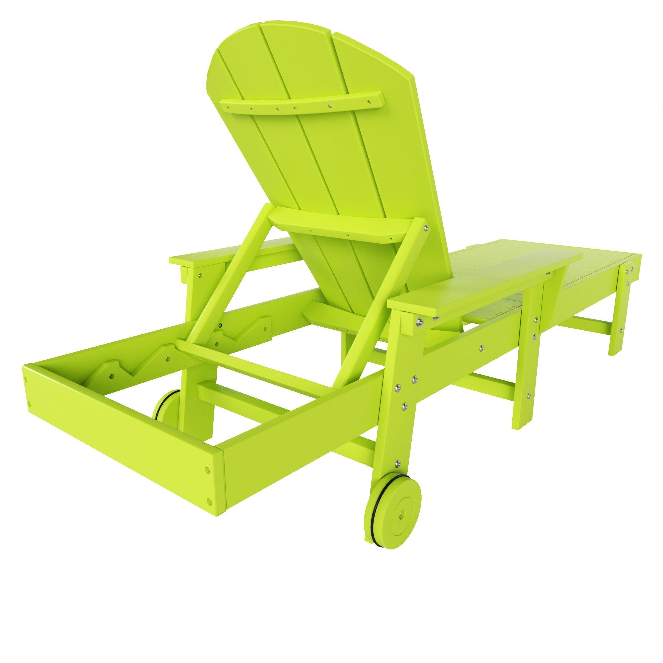 Paradise Outdoor Wheeled Classic Poly Adirondack Chaise Lounge with Arms (Set of 2) - Costaelm