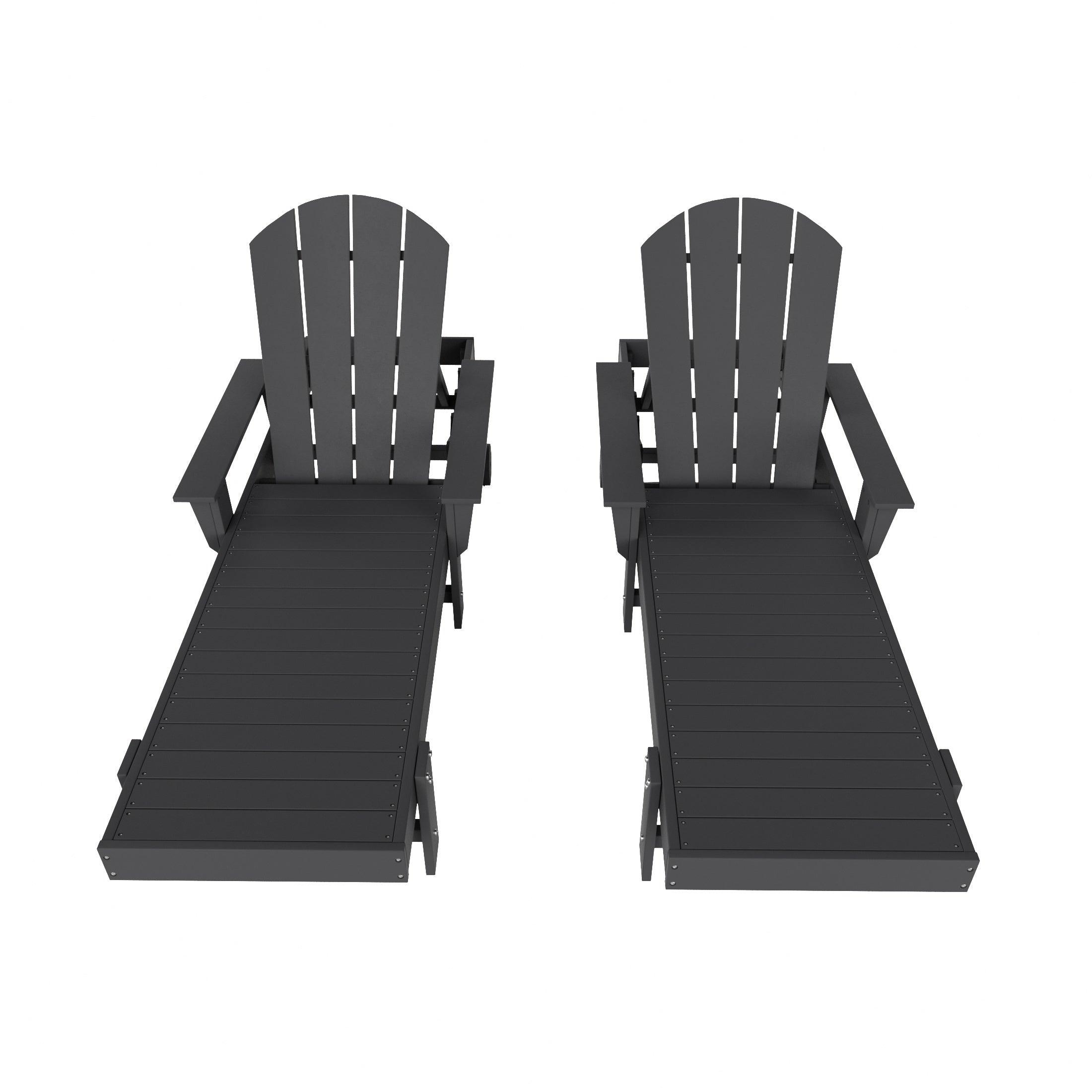 Paradise Outdoor Wheeled Classic Poly Adirondack Chaise Lounge with Arms (Set of 2) - Costaelm