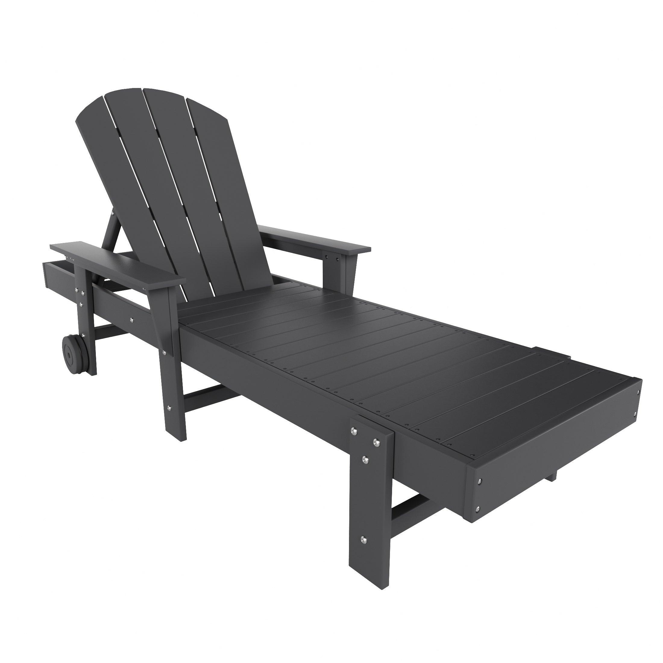 Paradise Outdoor Wheeled Classic Poly Adirondack Chaise Lounge with Arms (Set of 2) - Costaelm