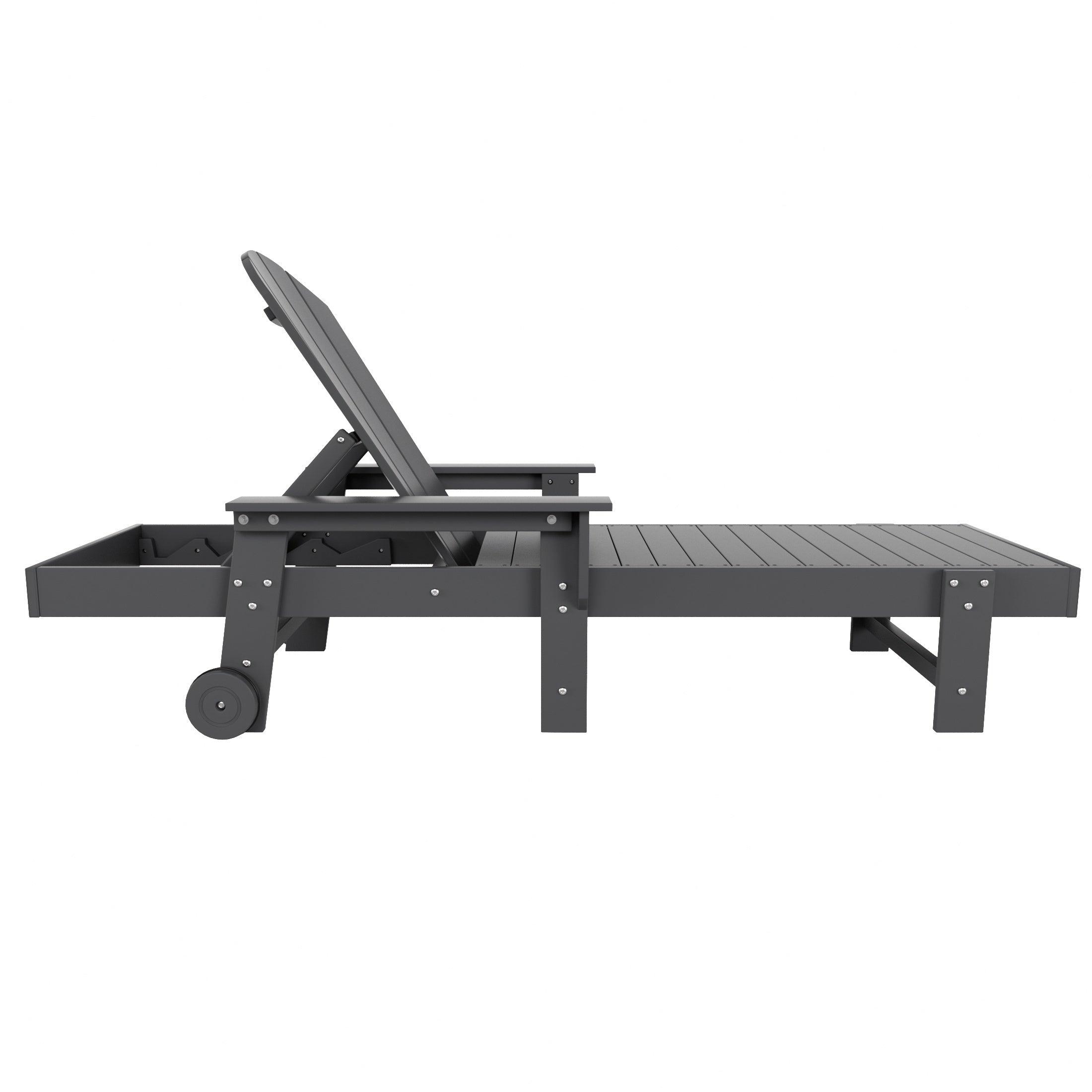 Paradise Outdoor Wheeled Classic Poly Adirondack Chaise Lounge with Arms (Set of 2) - Costaelm