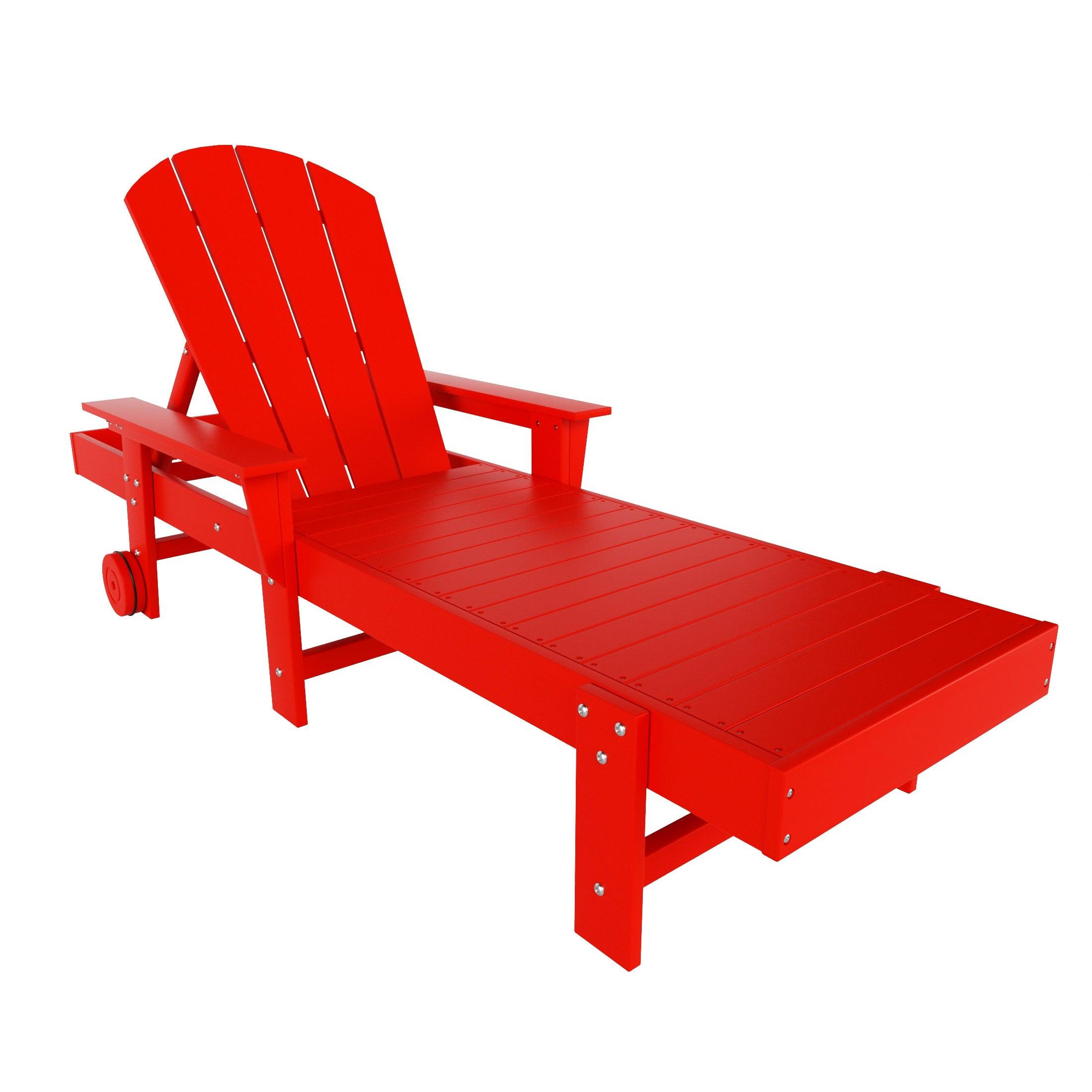Paradise Outdoor Wheeled Classic Poly Adirondack Chaise Lounge with Arms (Set of 2) - Costaelm