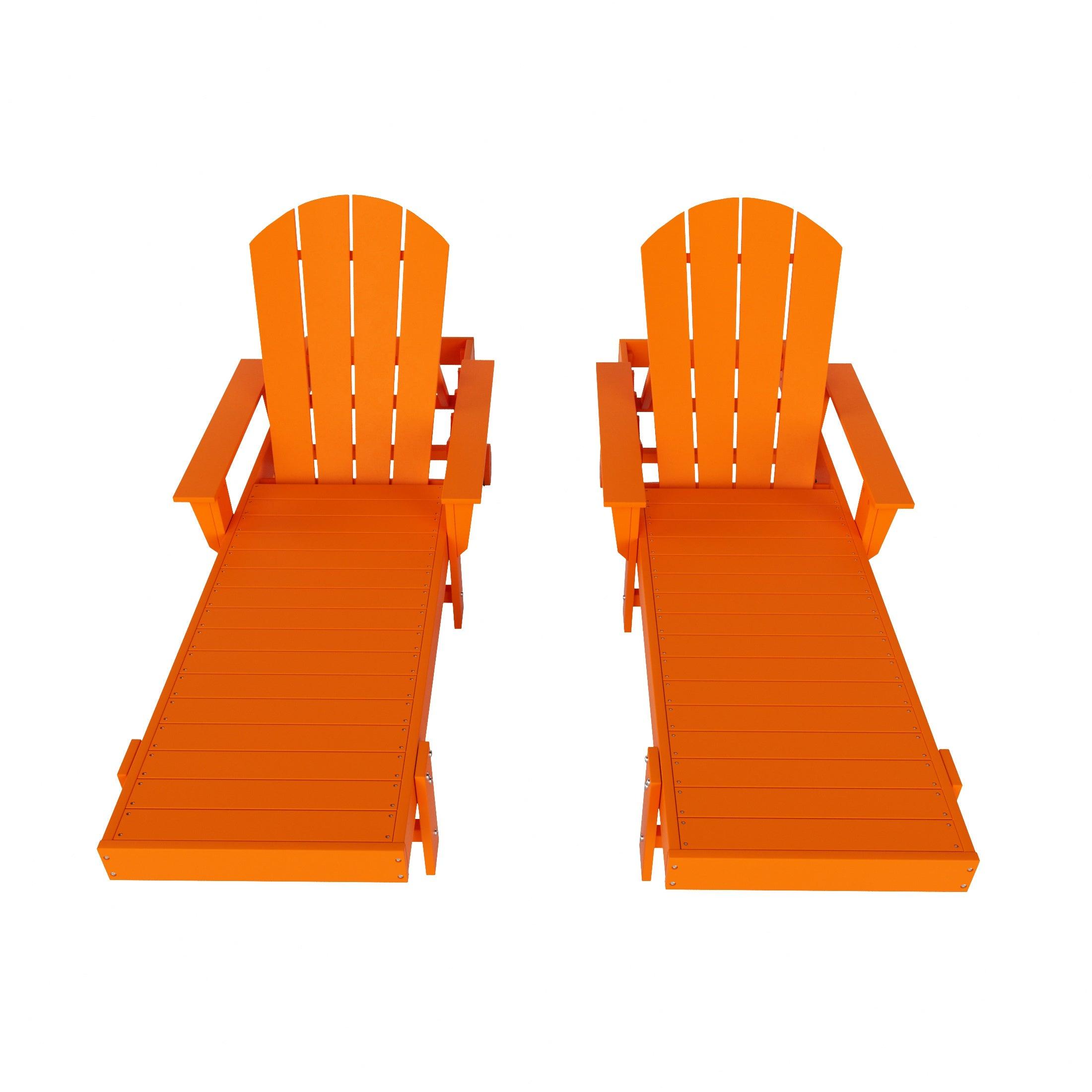 Paradise Outdoor Wheeled Classic Poly Adirondack Chaise Lounge with Arms (Set of 2) - Costaelm
