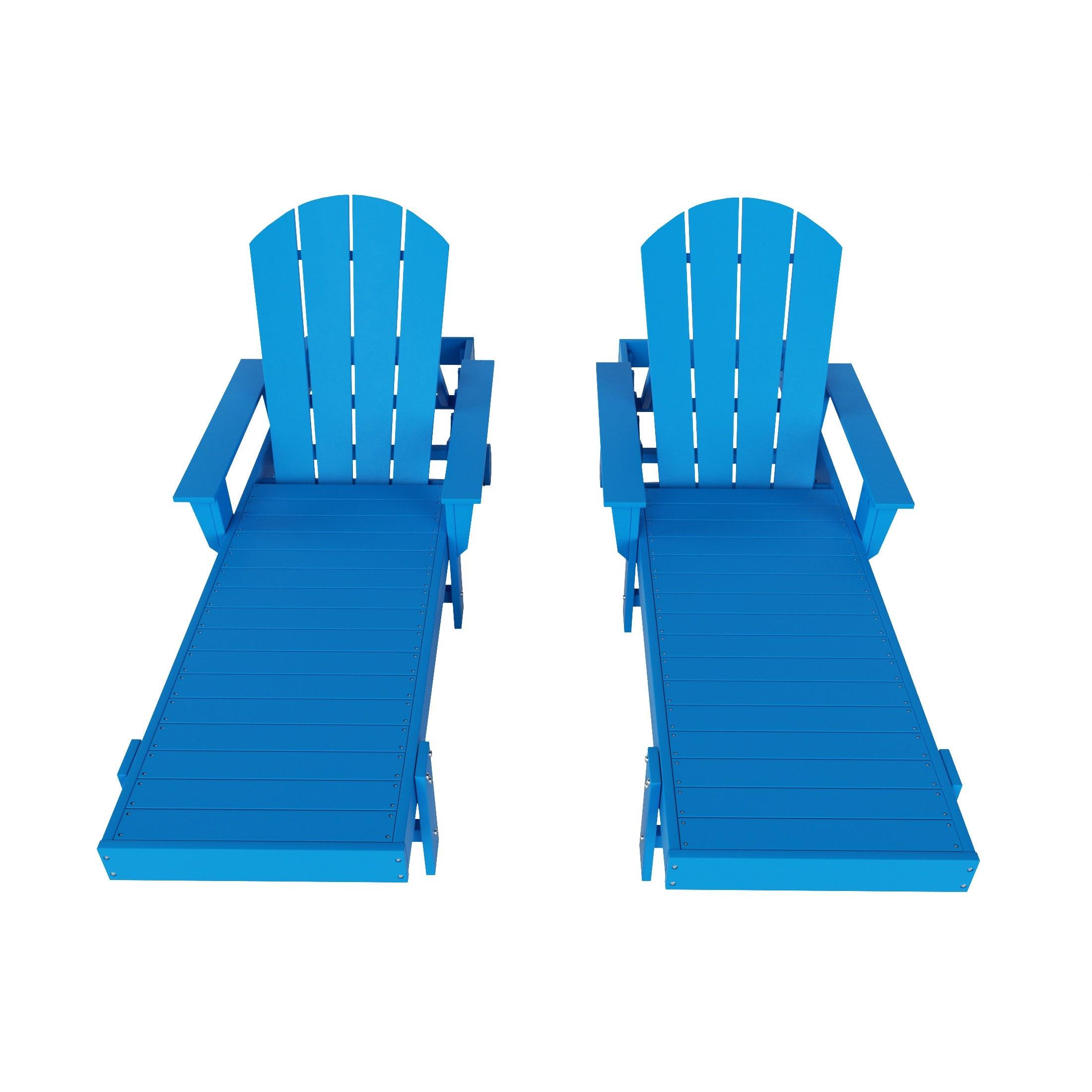 Paradise Outdoor Wheeled Classic Poly Adirondack Chaise Lounge with Arms (Set of 2) - Costaelm