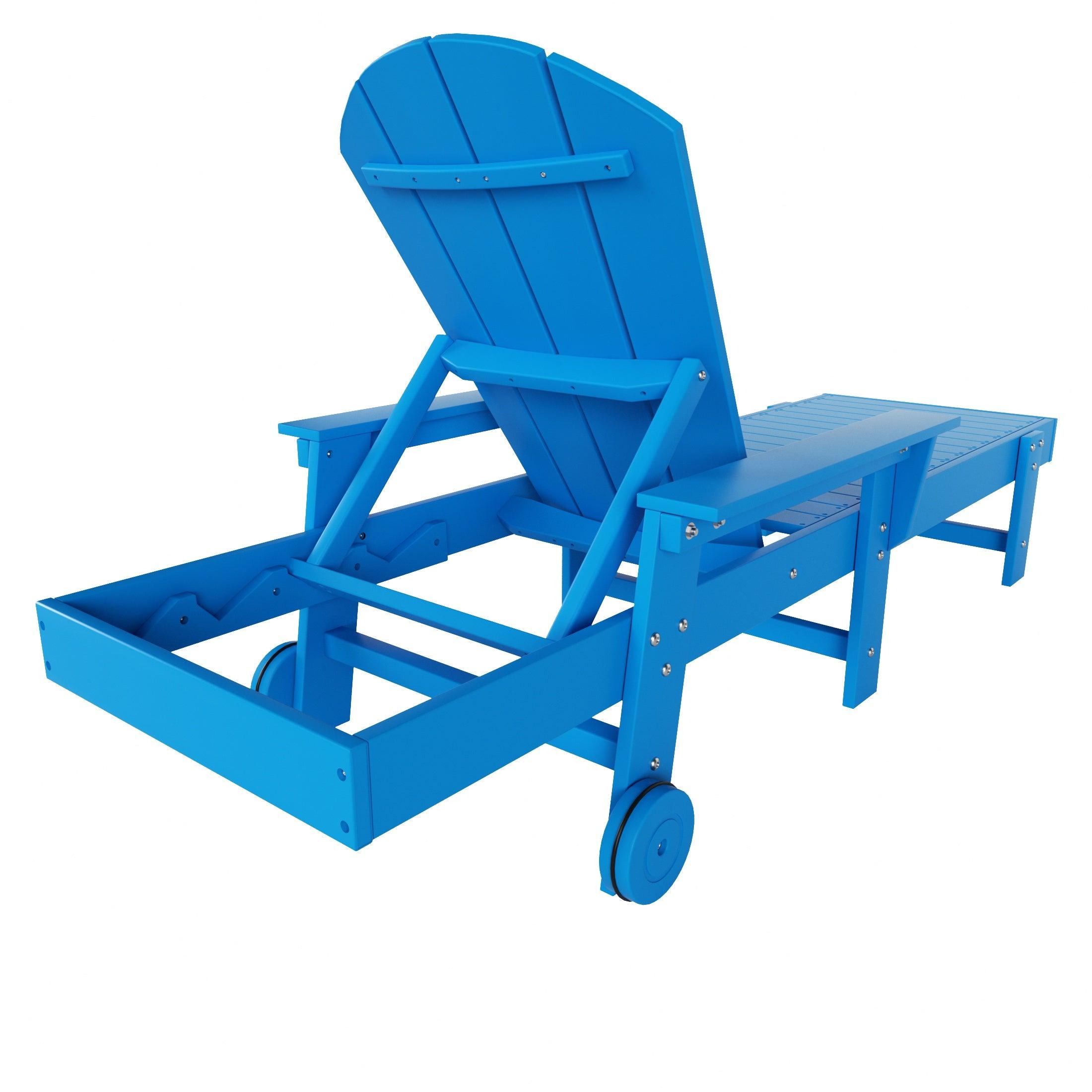 Paradise Outdoor Wheeled Classic Poly Adirondack Chaise Lounge with Arms (Set of 2) - Costaelm