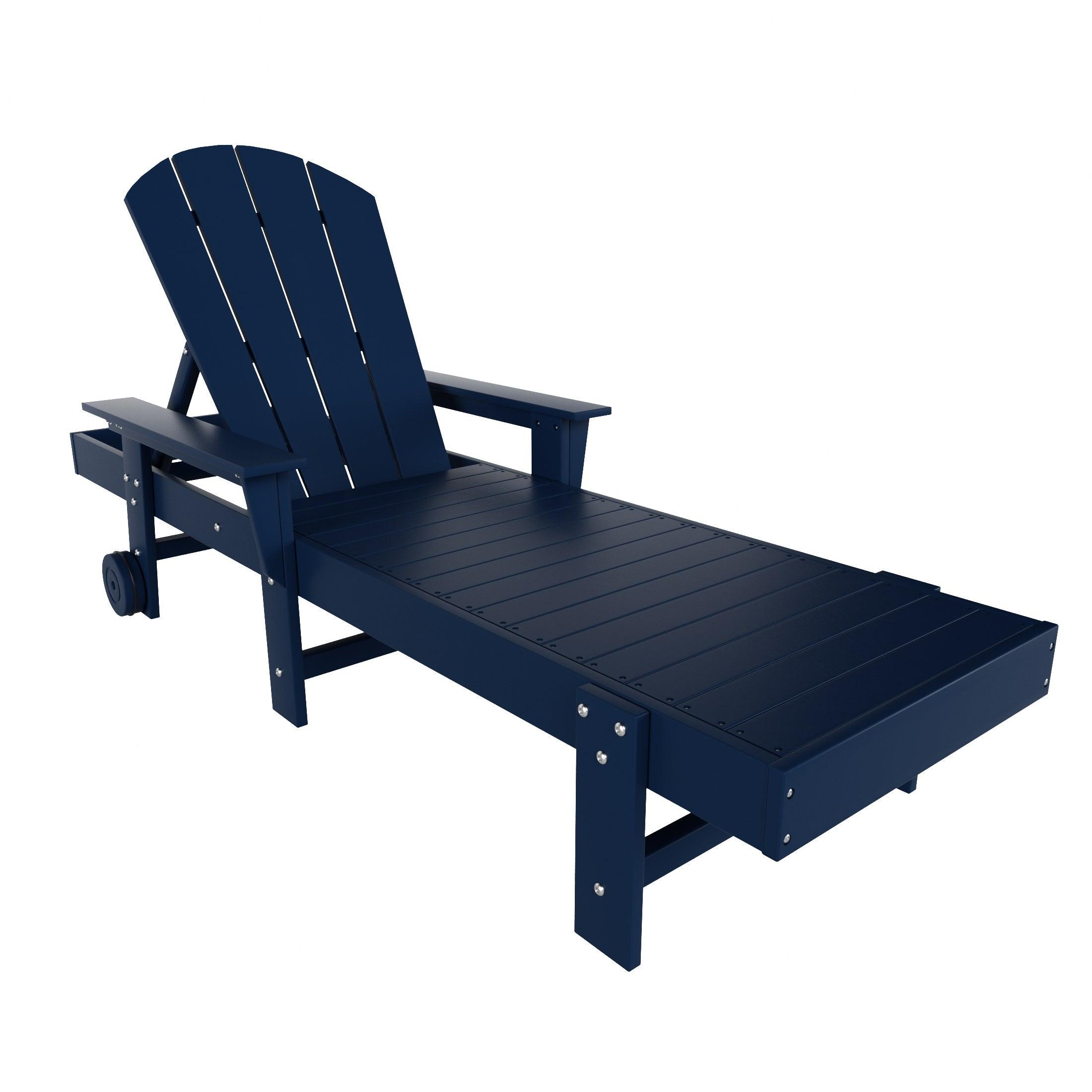 Paradise Outdoor Wheeled Classic Poly Adirondack Chaise Lounge with Arms (Set of 2) - Costaelm