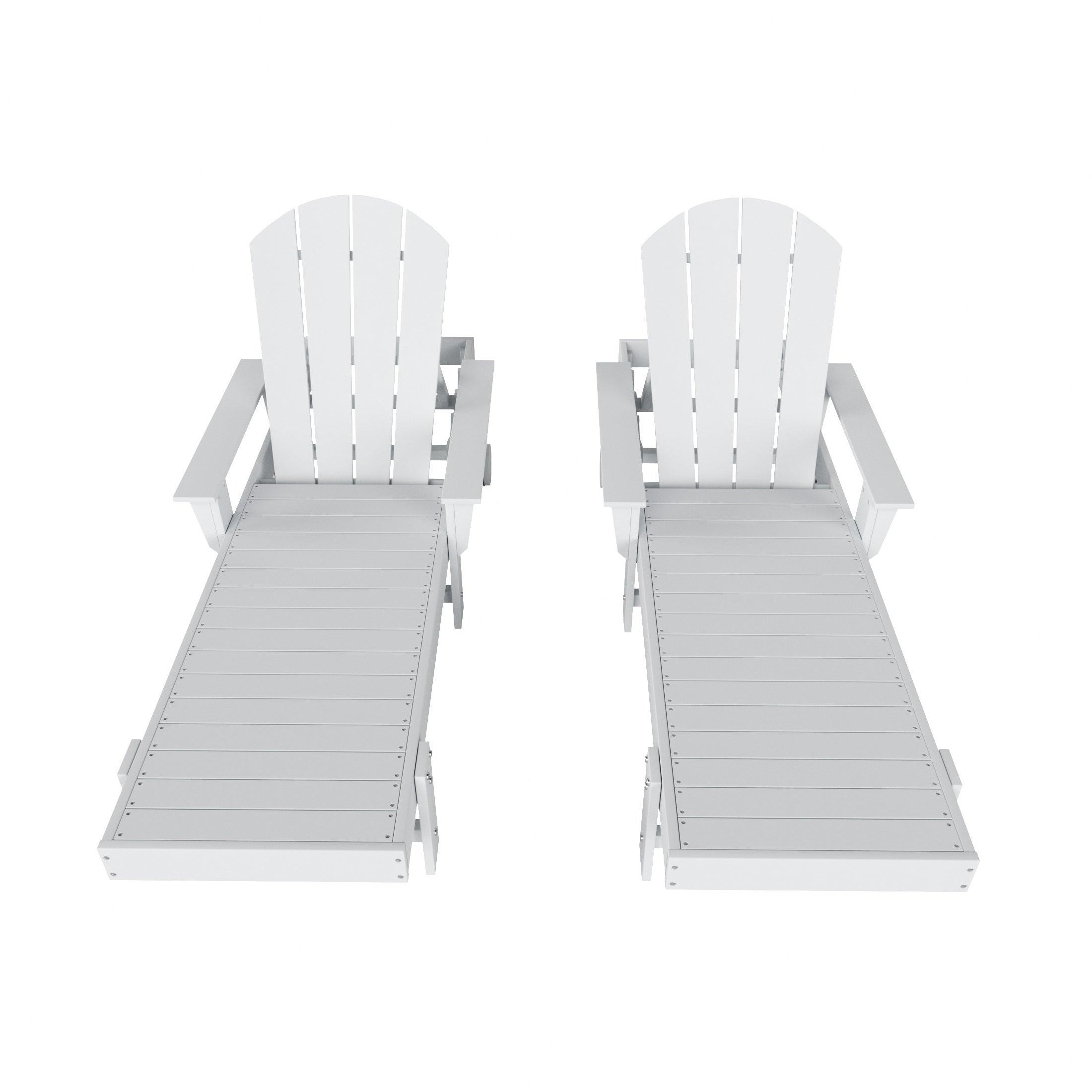 Paradise Outdoor Wheeled Classic Poly Adirondack Chaise Lounge with Arms (Set of 2) - Costaelm