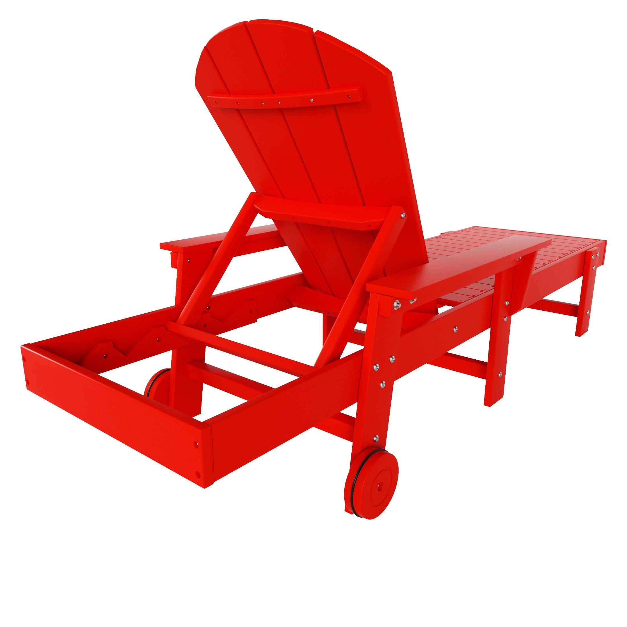 Paradise Outdoor Wheeled Classic Poly Adirondack Chaise Lounge with Arms (Set of 2) - Costaelm