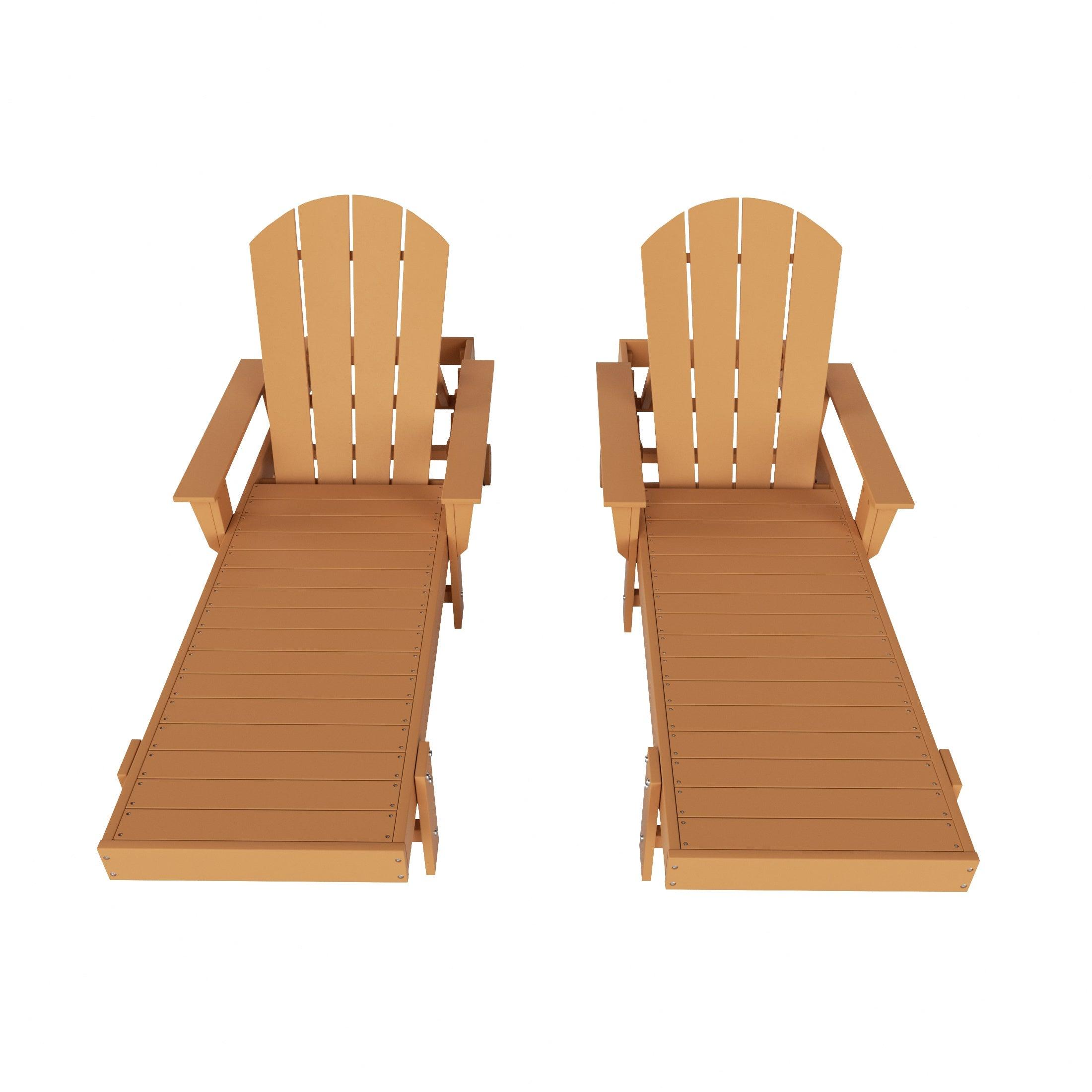Paradise Outdoor Wheeled Classic Poly Adirondack Chaise Lounge with Arms (Set of 2) - Costaelm