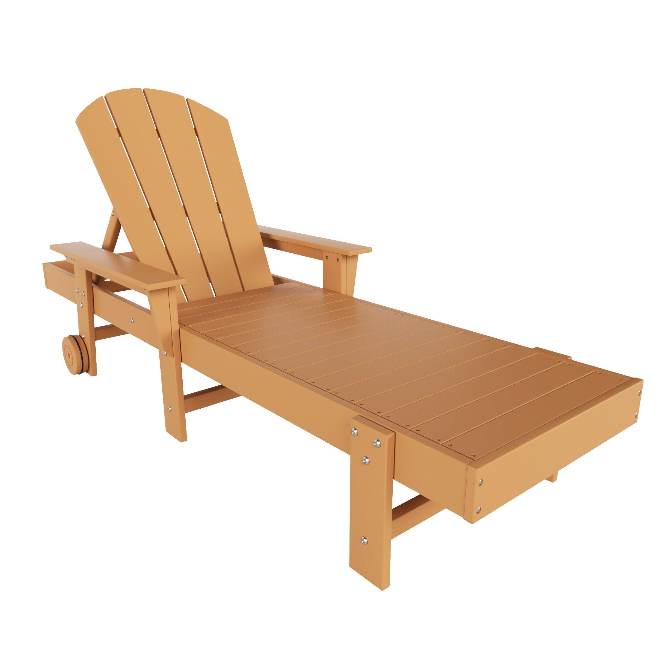 Paradise Outdoor Wheeled Classic Poly Adirondack Chaise Lounge with Arms (Set of 2) - Costaelm