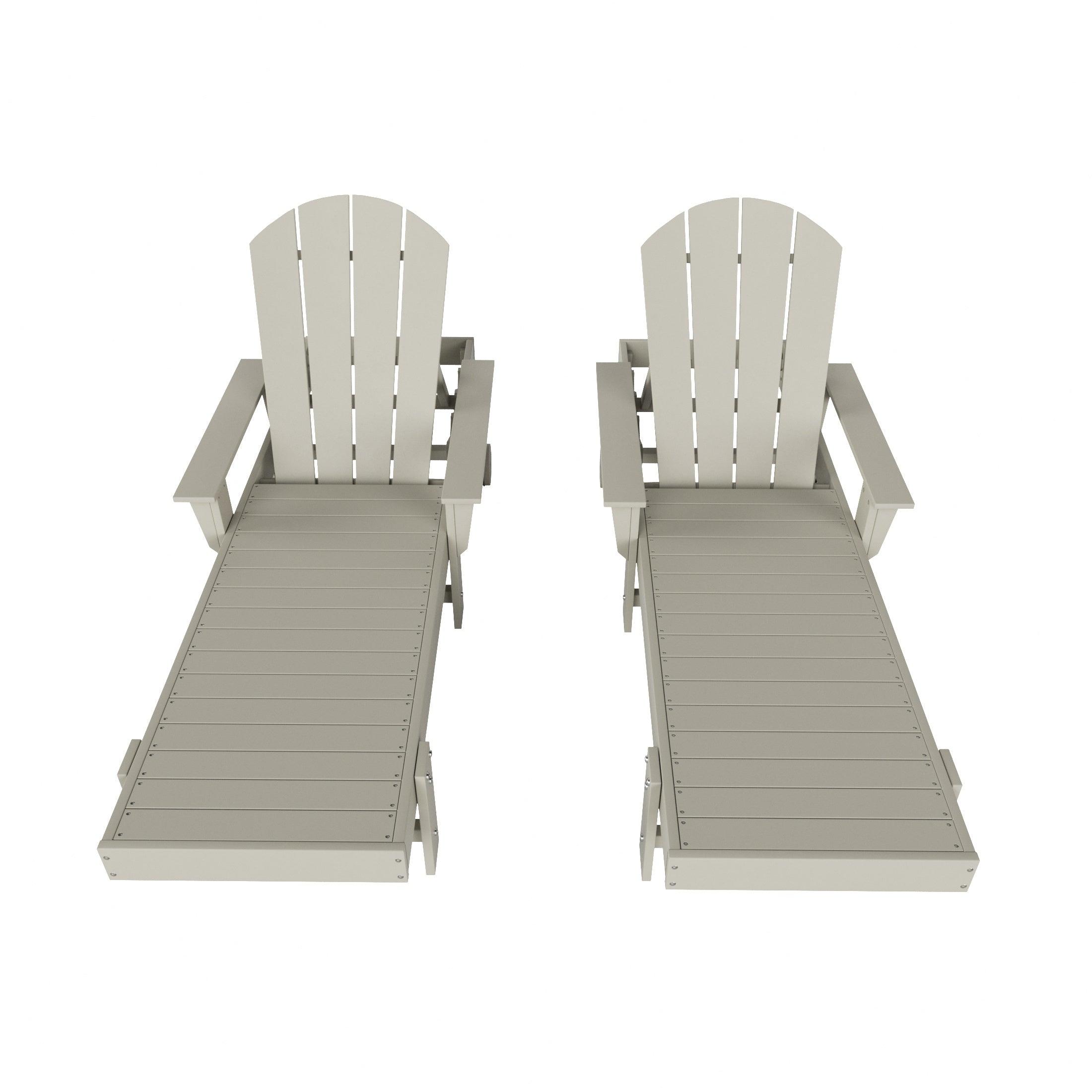 Paradise Outdoor Wheeled Classic Poly Adirondack Chaise Lounge with Arms (Set of 2) - Costaelm